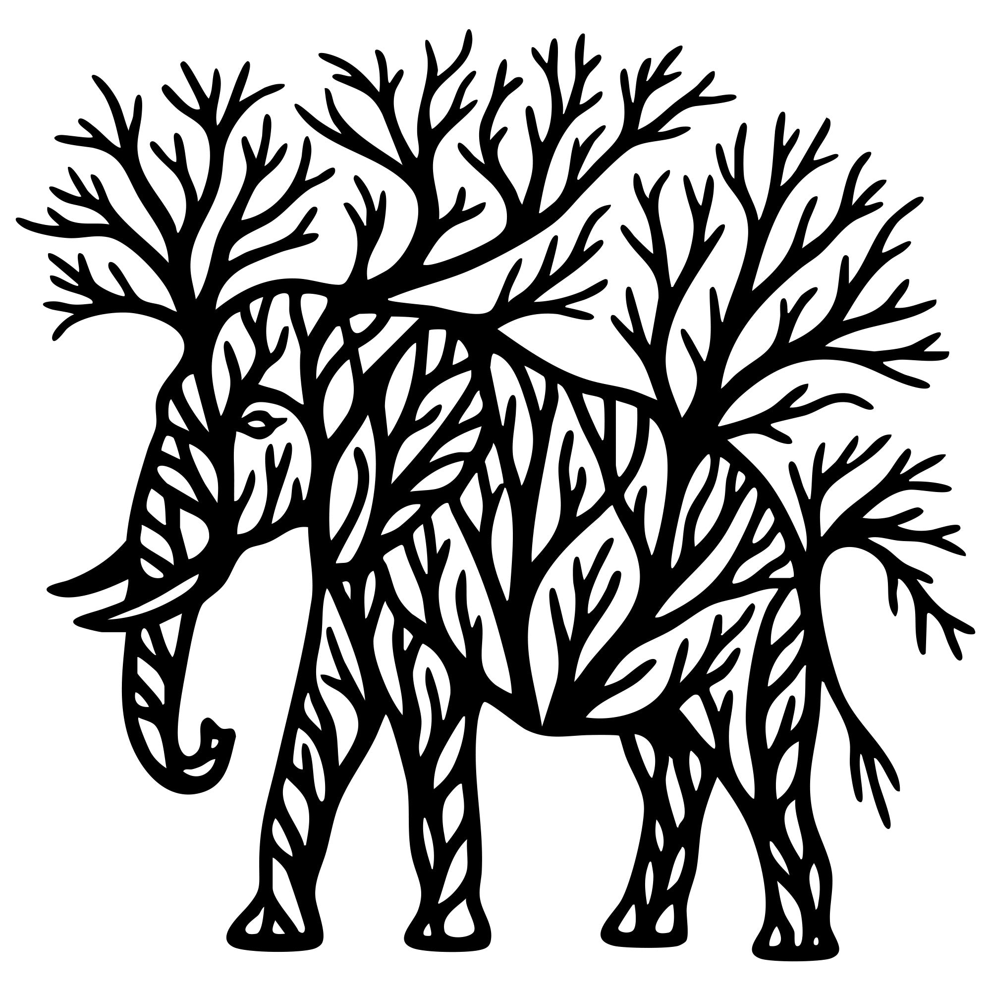 Elephant Tree DXF File – CNC Cutting Design | AWELEPHANT104