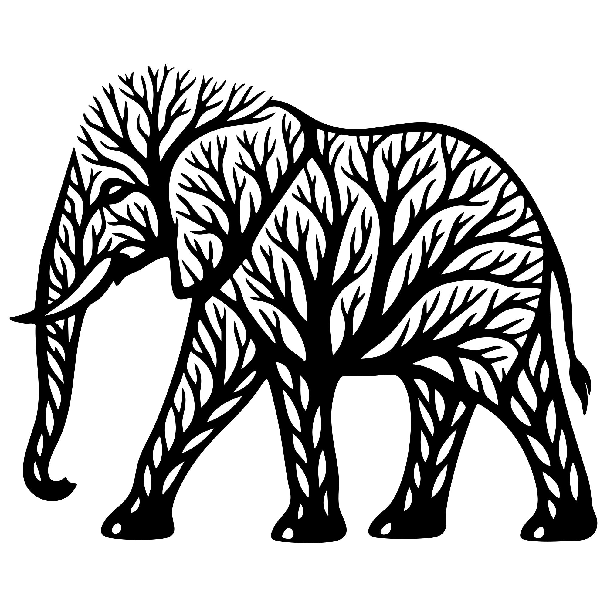 Elephant Tree DXF File – CNC Cutting Design | AWELEPHANT116