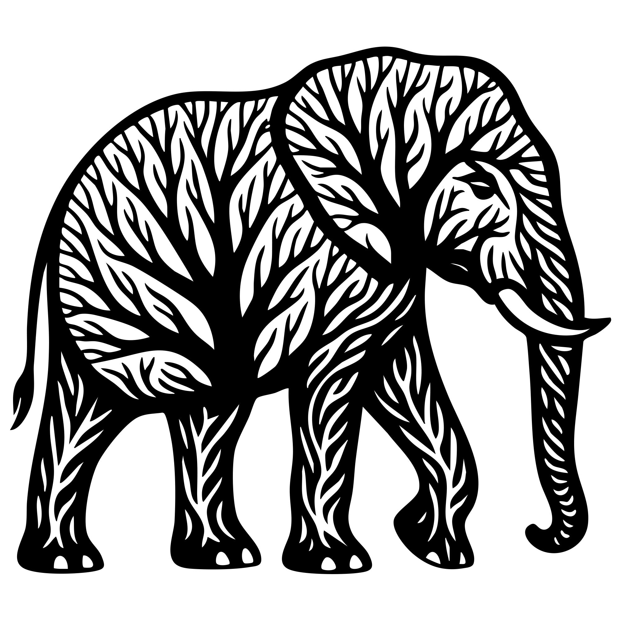 Elephant Tree DXF File – CNC Cutting Design | AWELEPHANT117