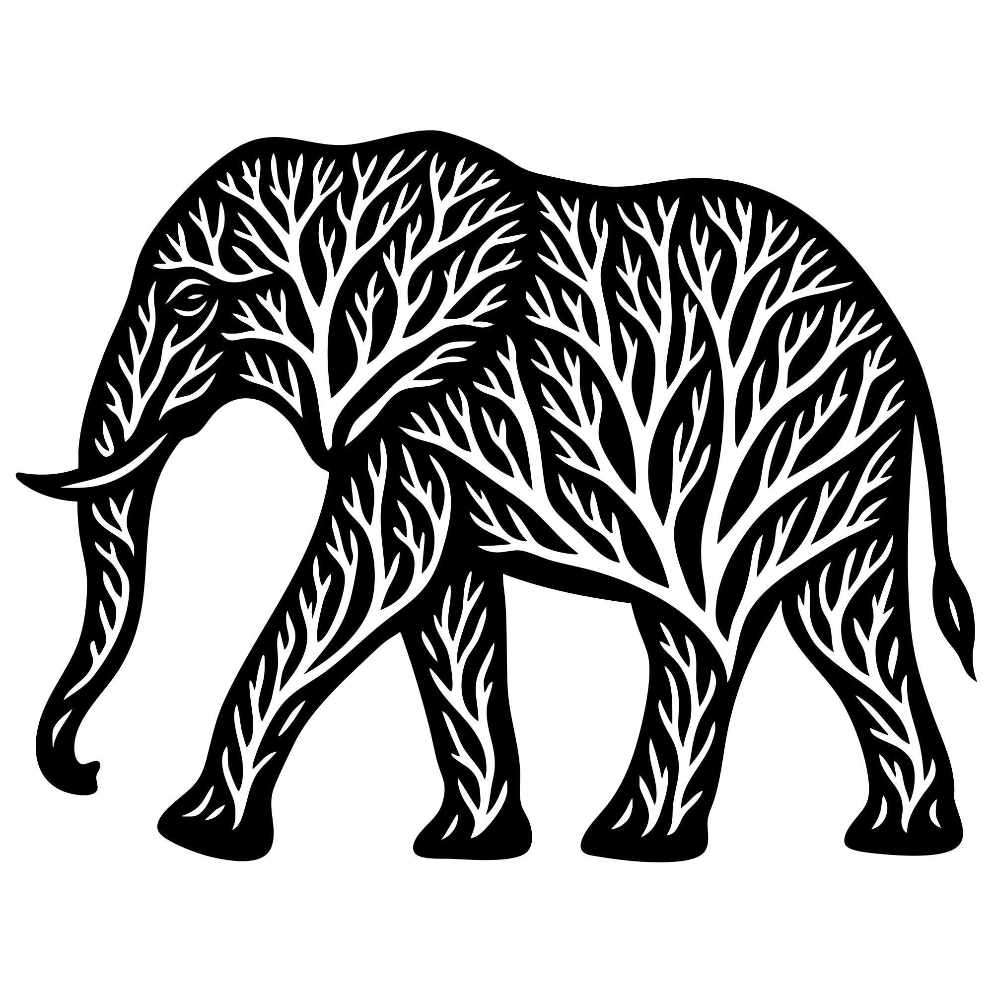 Elephant Tree DXF File – CNC Cutting Design | AWELEPHANT120