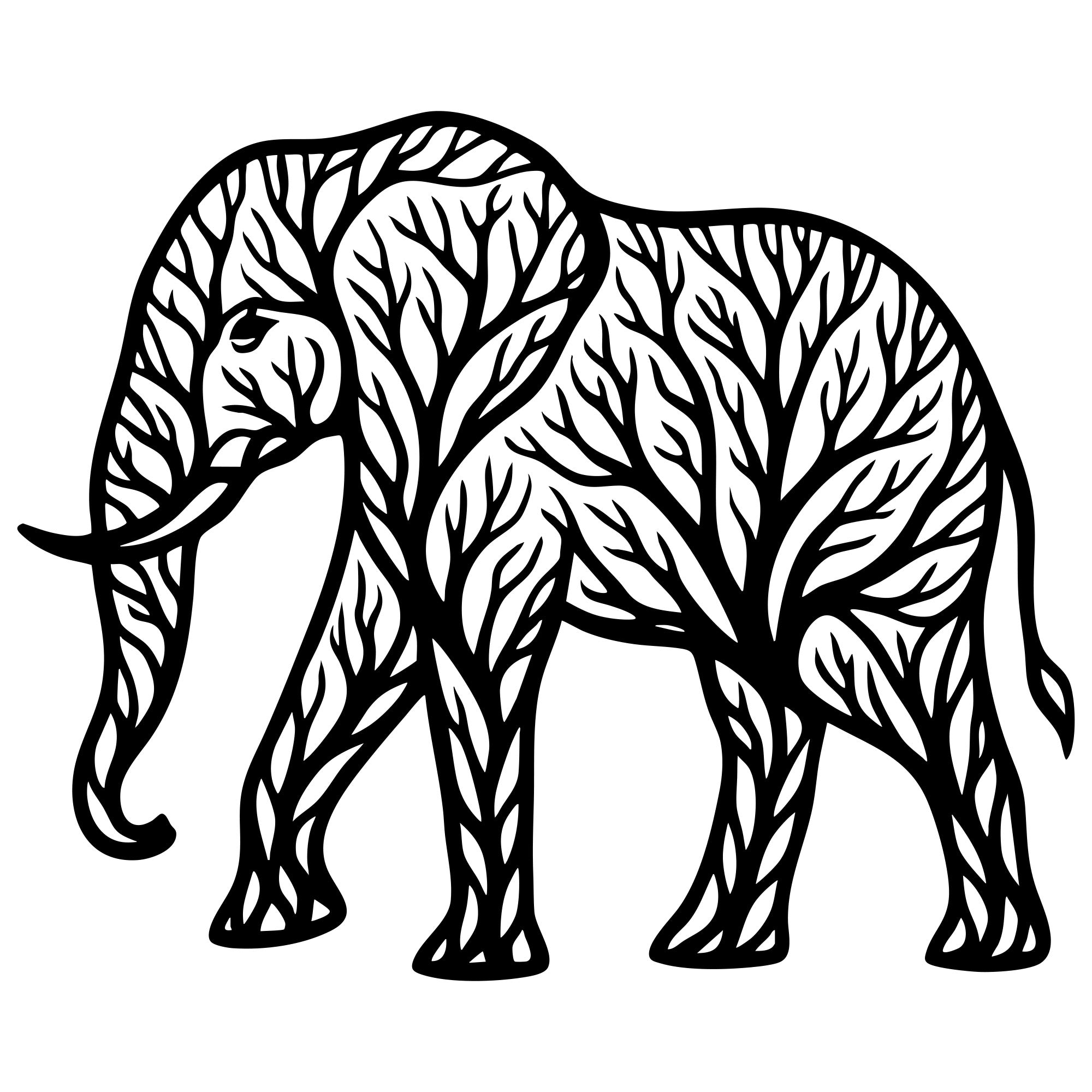 Elephant Tree DXF File – CNC Cutting Design | AWELEPHANT122