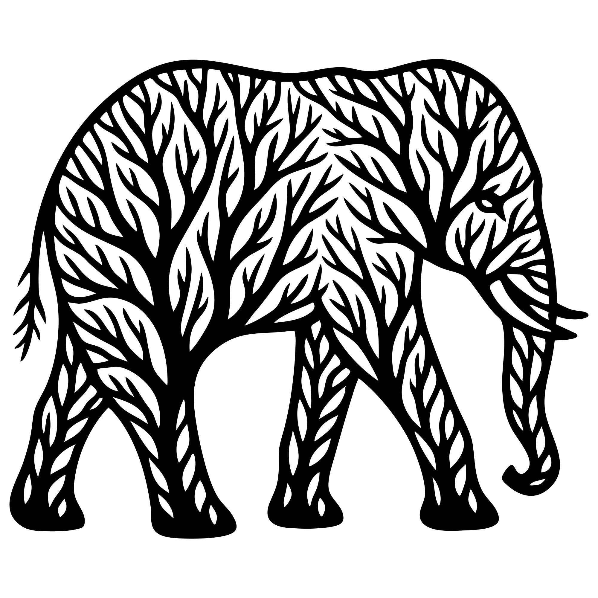 Elephant Tree DXF File – CNC Cutting Design | AWELEPHANT125