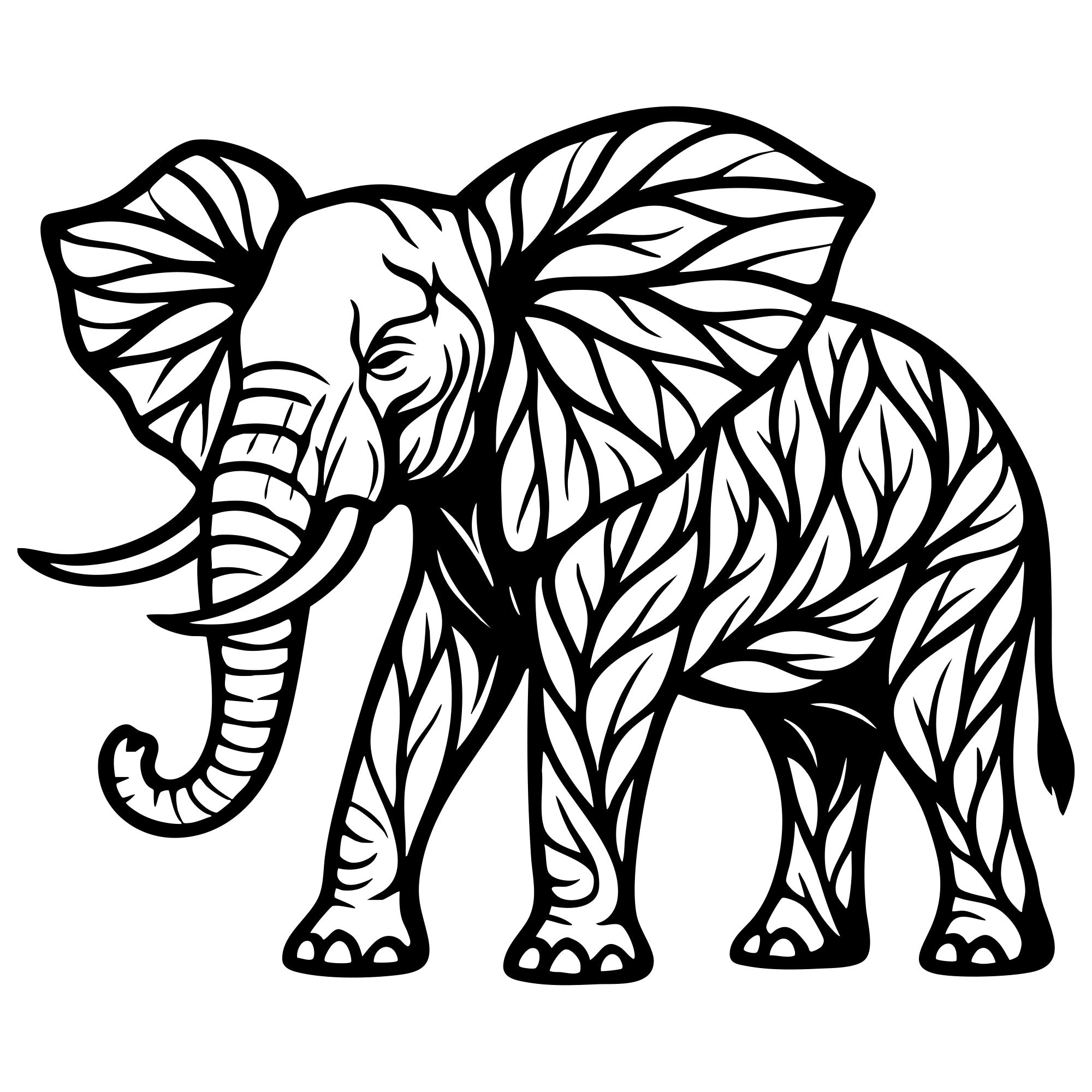 Elephant Tree DXF File – CNC Cutting Design | AWELEPHANT148