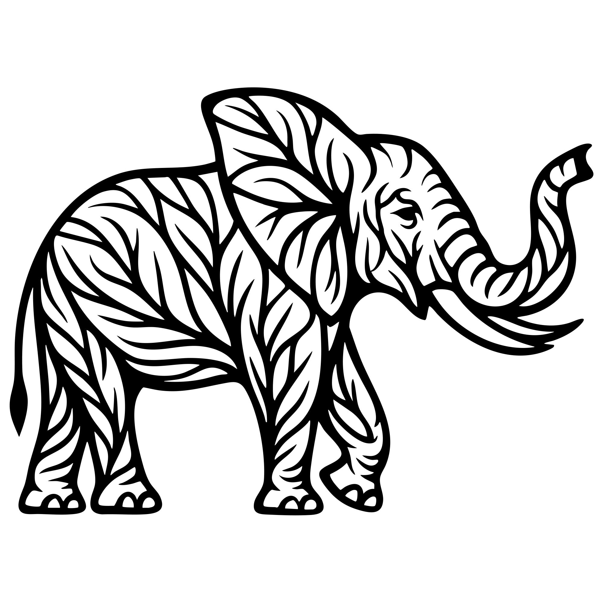 Elephant Tree DXF File – CNC Cutting Design | AWELEPHANT149