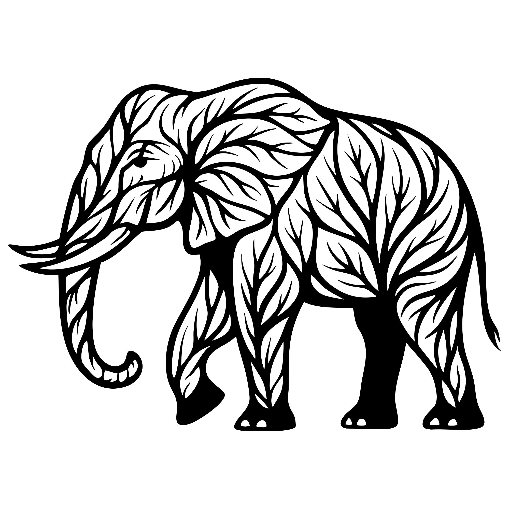 Elephant Tree DXF File – CNC Cutting Design | AWELEPHANT150