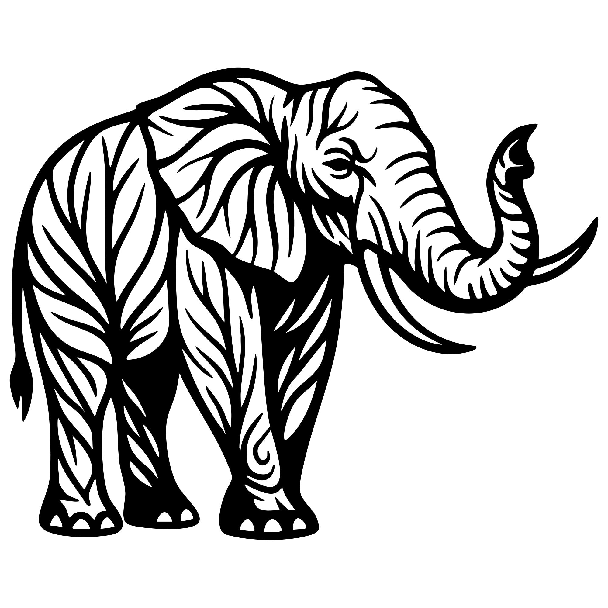 Elephant Tree DXF File – CNC Cutting Design | AWELEPHANT153