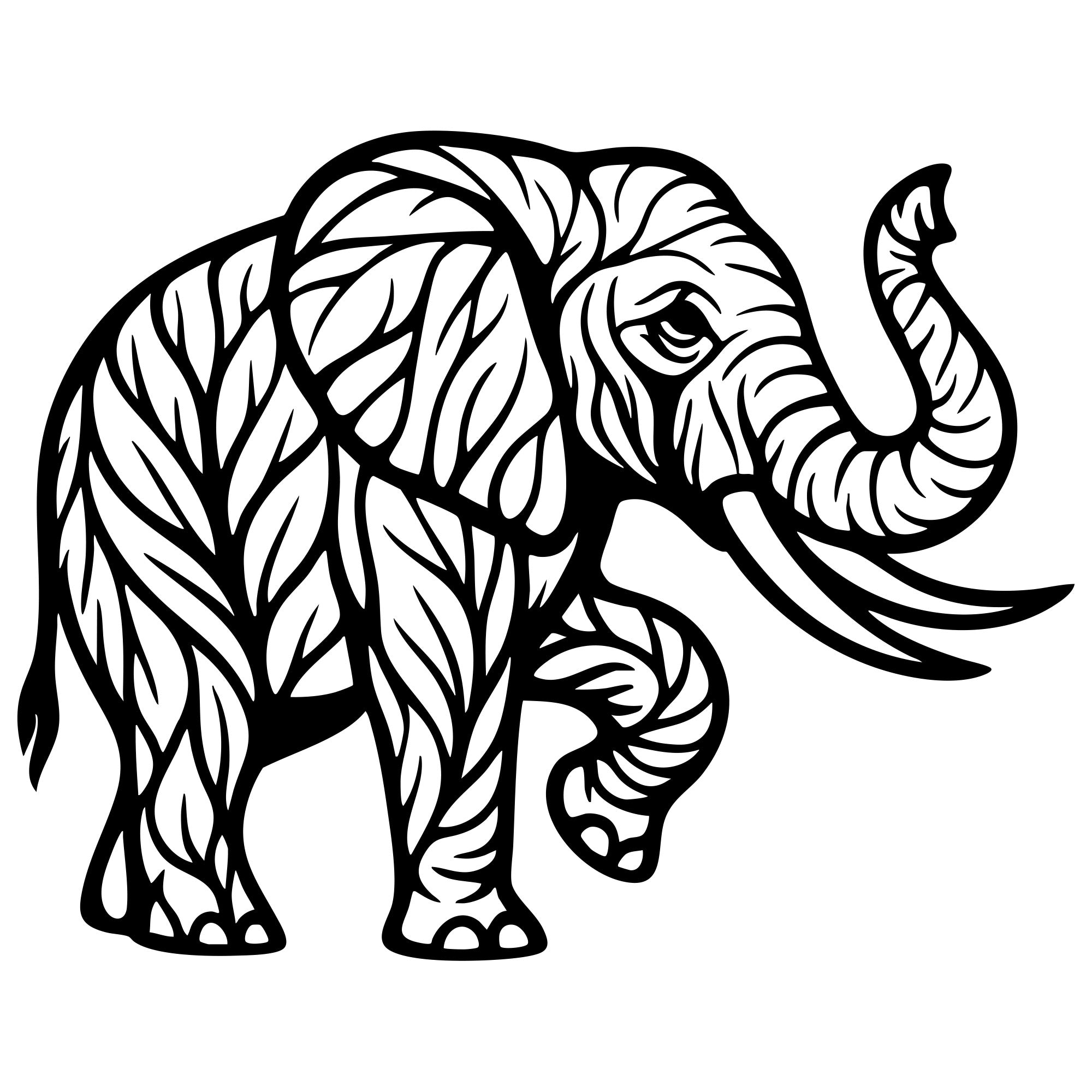 Elephant Tree DXF File – CNC Cutting Design | AWELEPHANT155