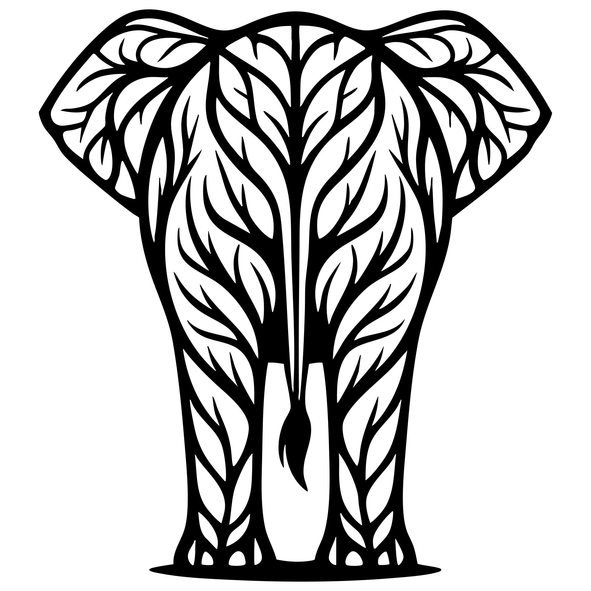 Elephant Tree DXF File – CNC Cutting Design | AWELEPHANT160