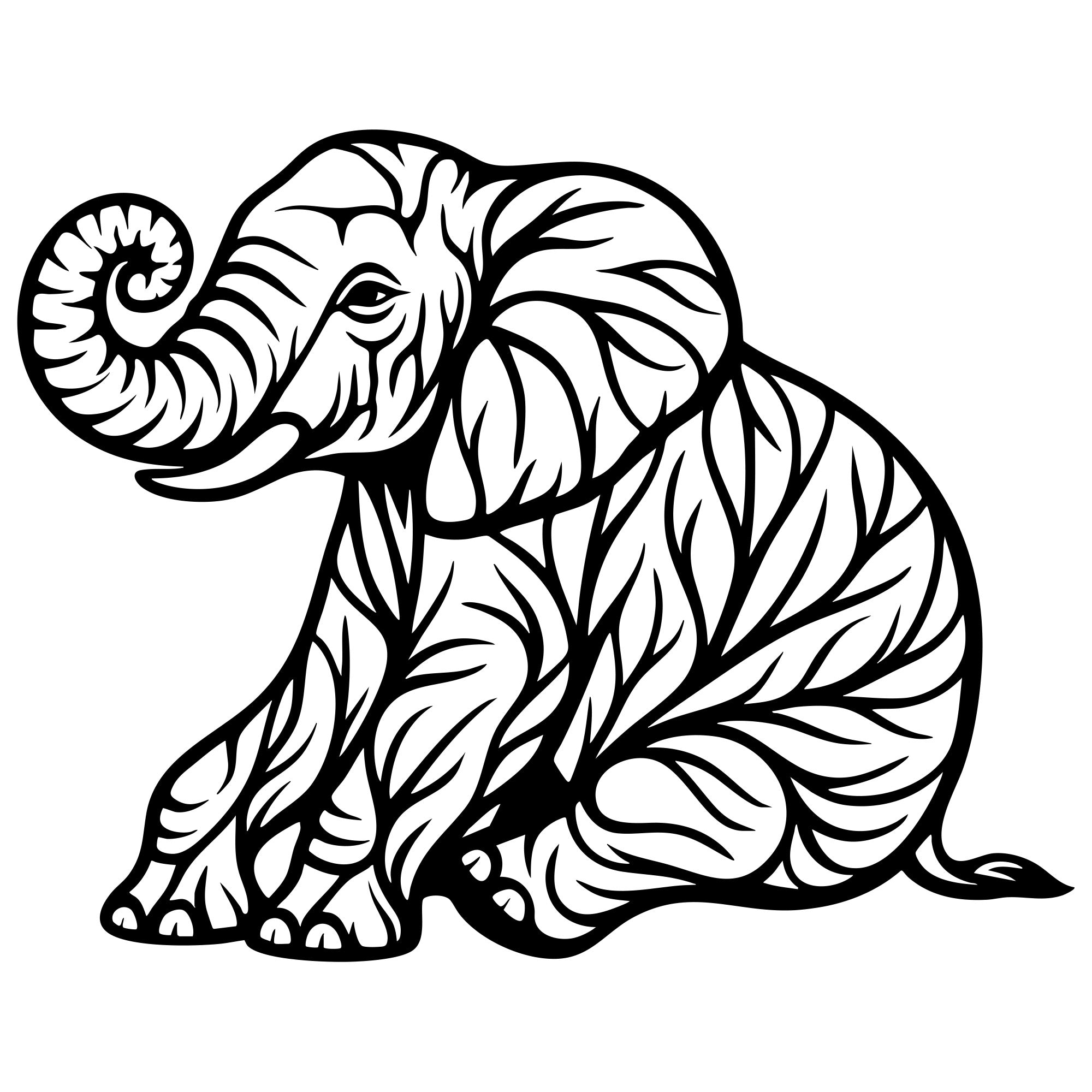 Elephant Tree DXF File – CNC Cutting Design | AWELEPHANT169