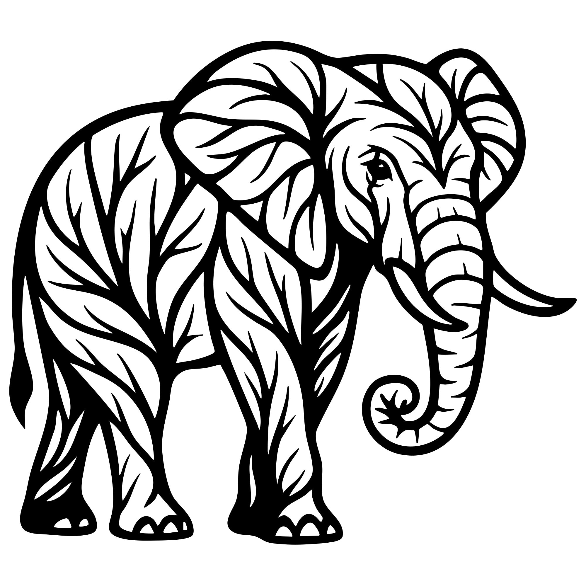 Elephant Tree DXF File – CNC Cutting Design | AWELEPHANT182