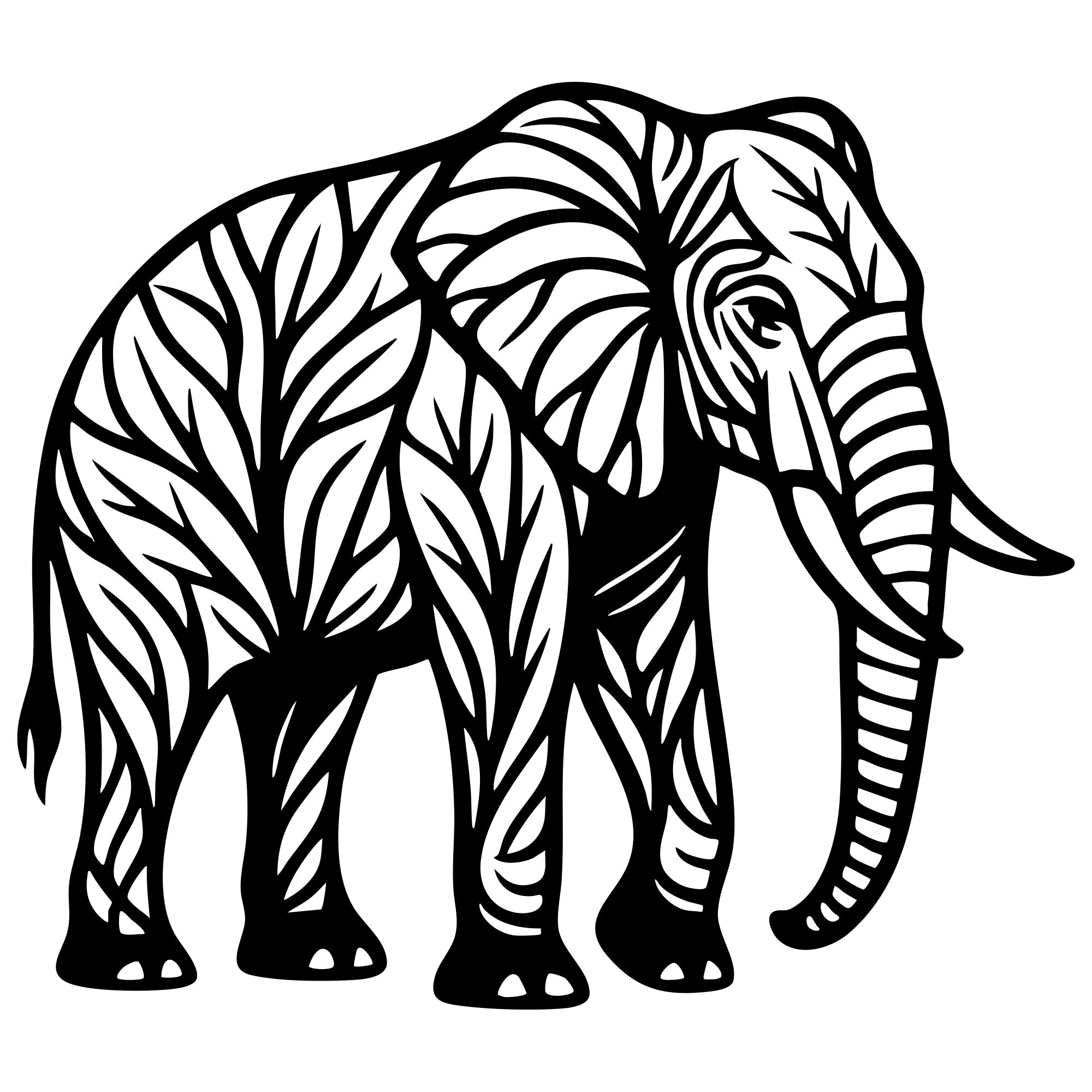 Elephant Tree DXF File – CNC Cutting Design | AWELEPHANT184