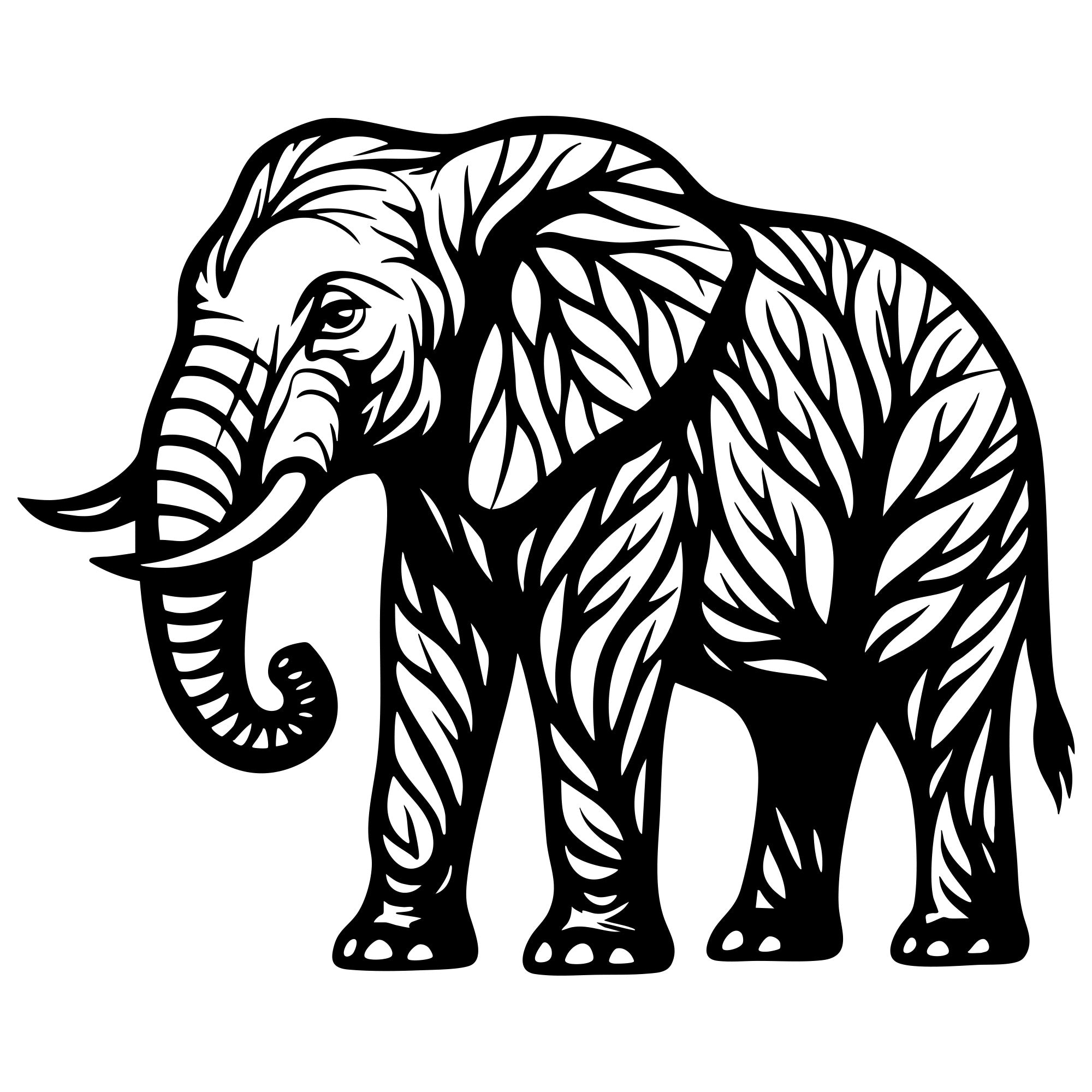 Elephant Tree DXF File – CNC Cutting Design | AWELEPHANT189