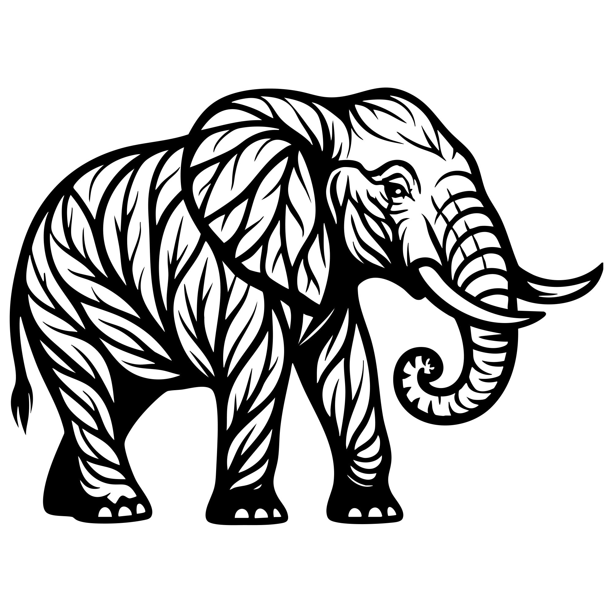 Elephant Tree DXF File – CNC Cutting Design | AWELEPHANT190