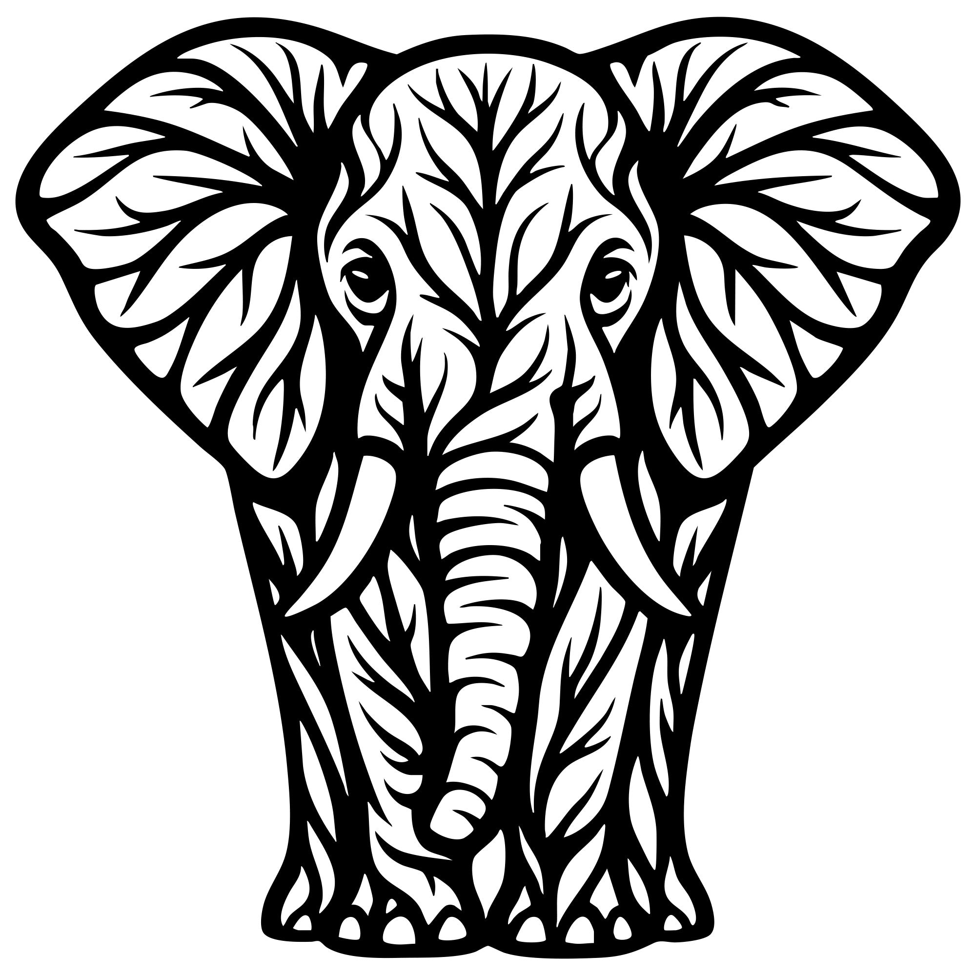 Elephant Tree DXF File – CNC Cutting Design | AWELEPHANT194