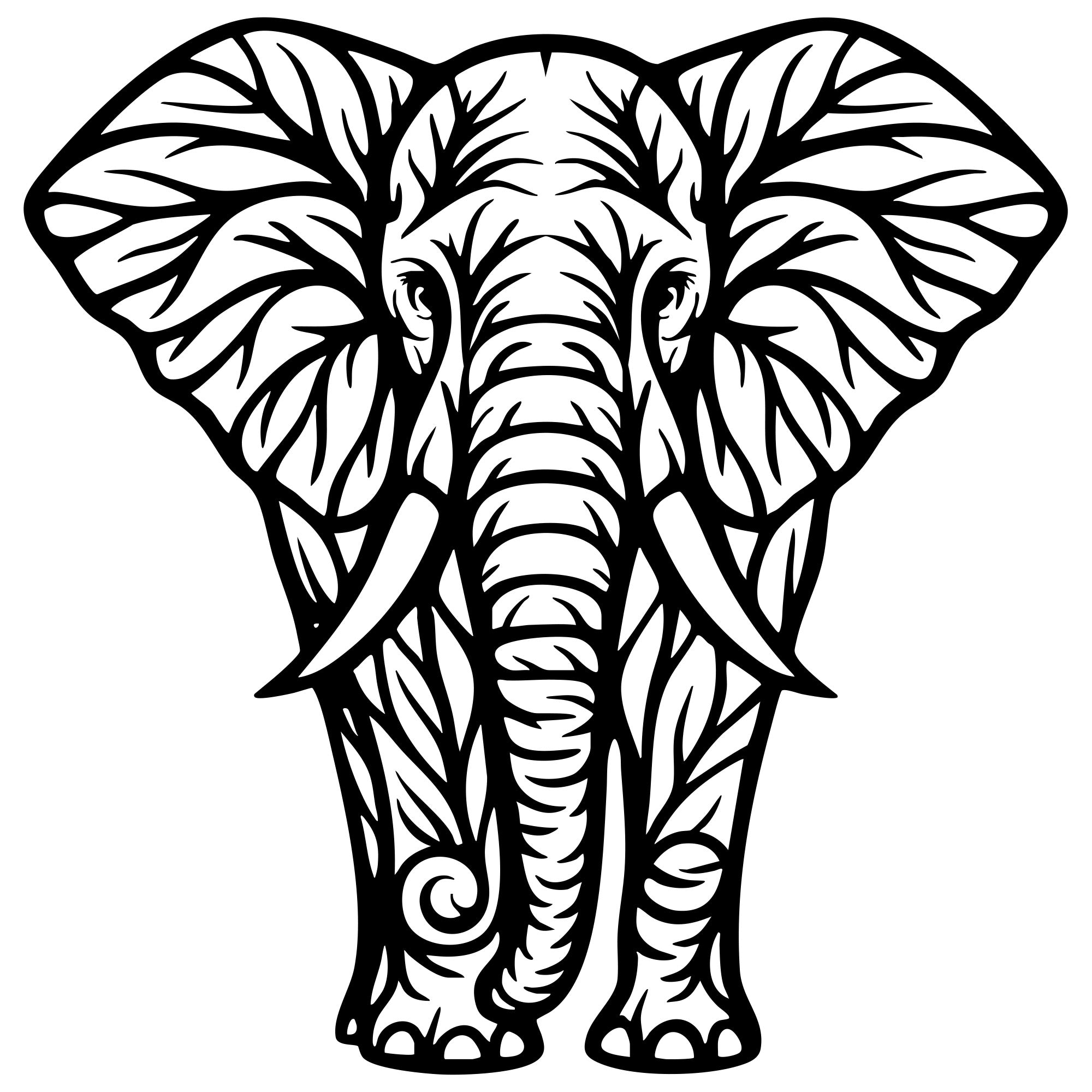 Elephant Tree DXF File – CNC Cutting Design | AWELEPHANT195