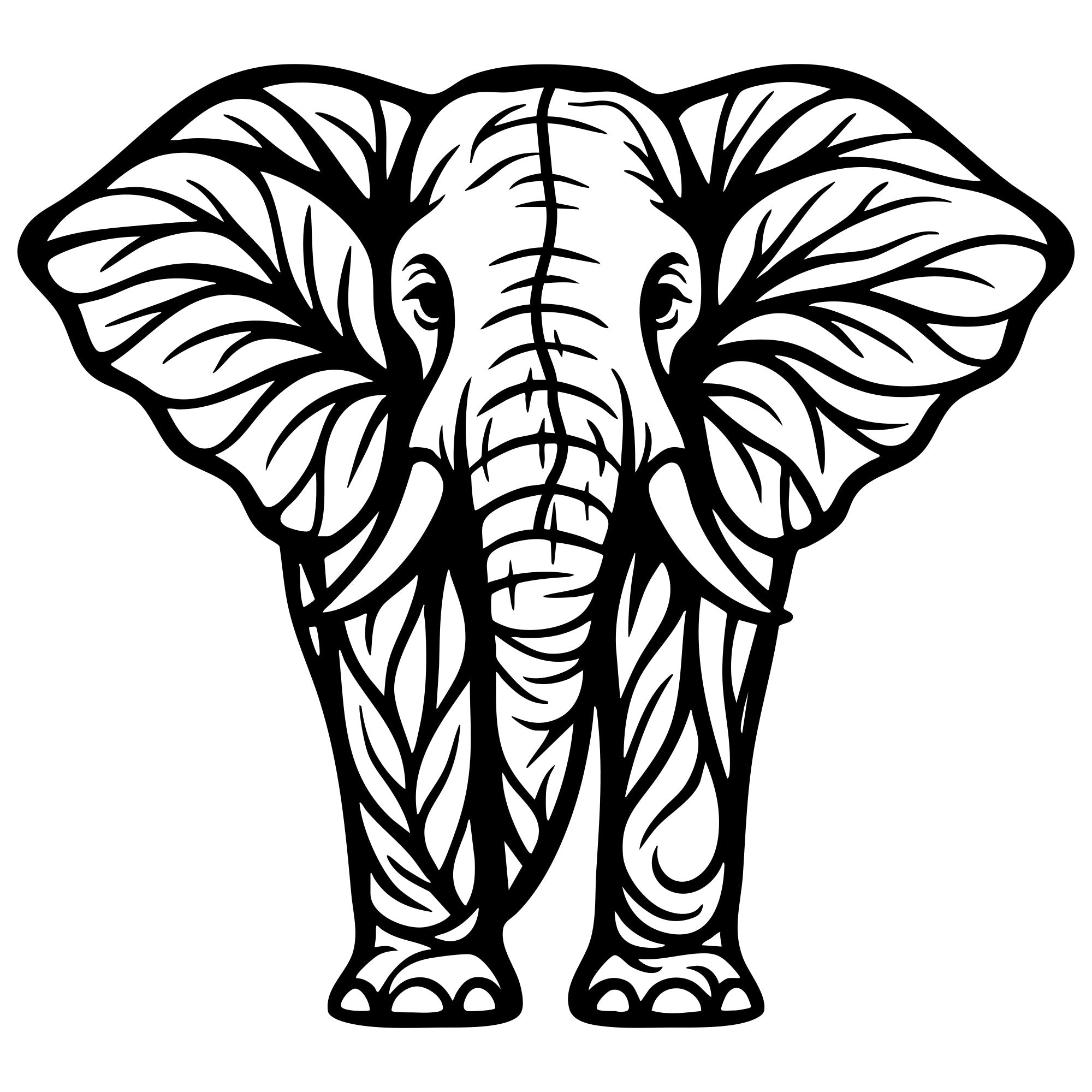 Elephant Tree DXF File – CNC Cutting Design | AWELEPHANT197