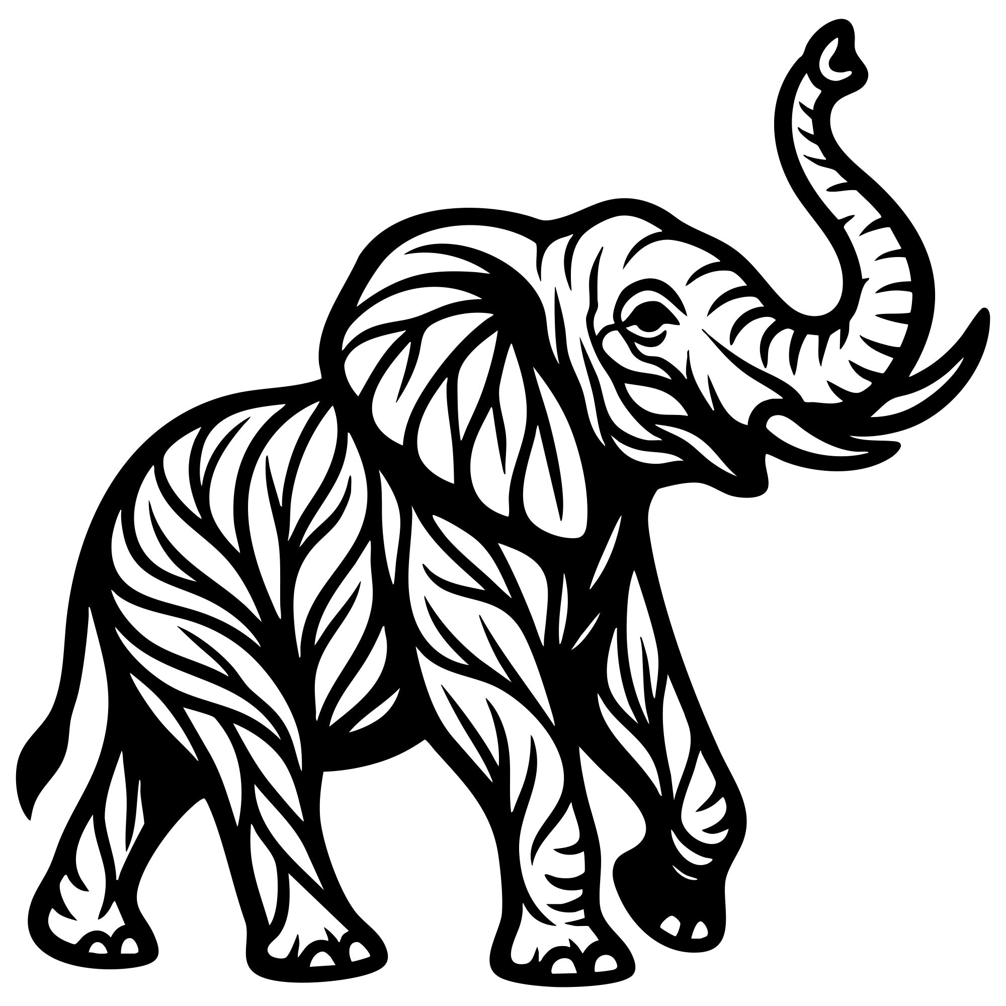 Elephant Tree DXF File – CNC Cutting Design | AWELEPHANT207