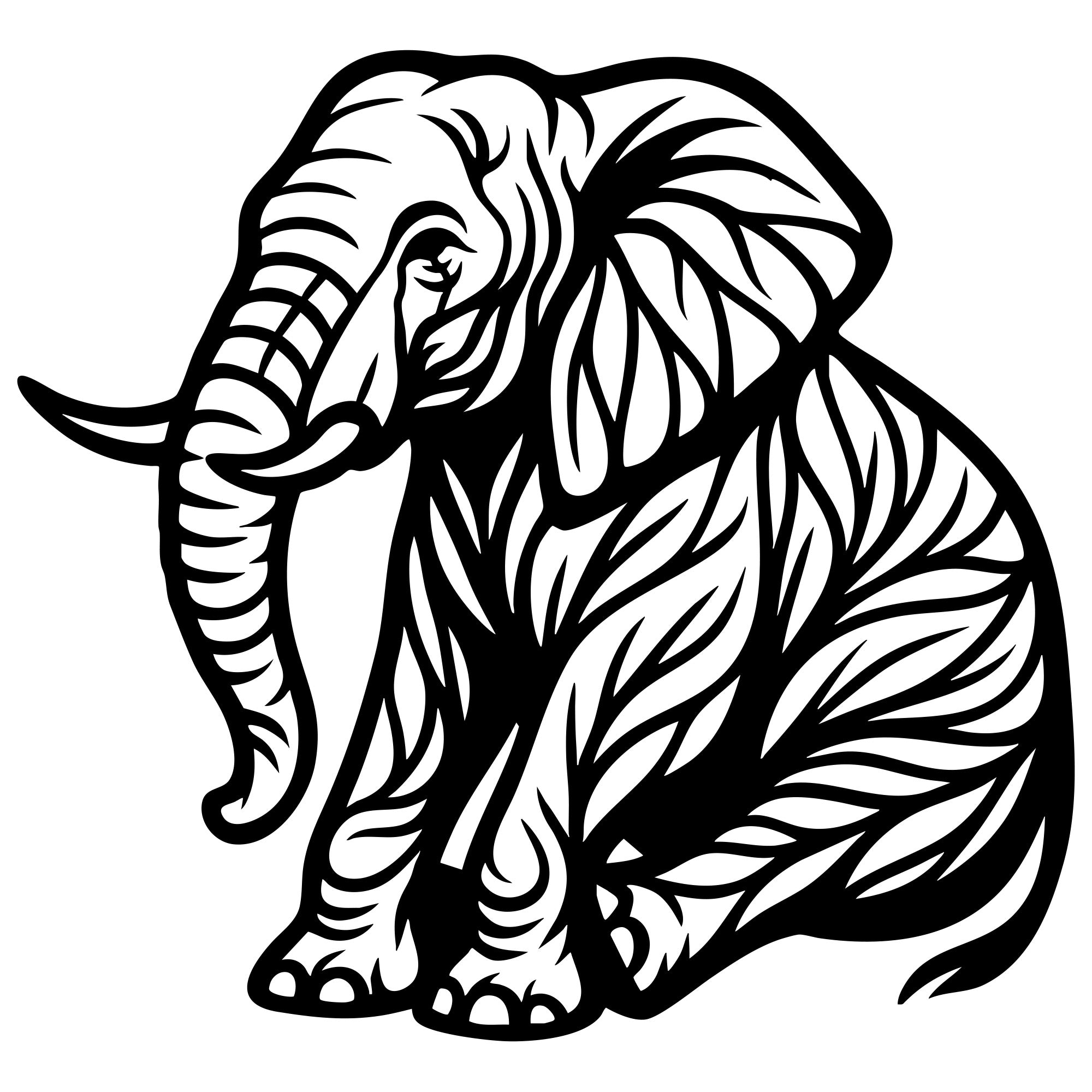 Elephant Tree DXF File – CNC Cutting Design | AWELEPHANT208