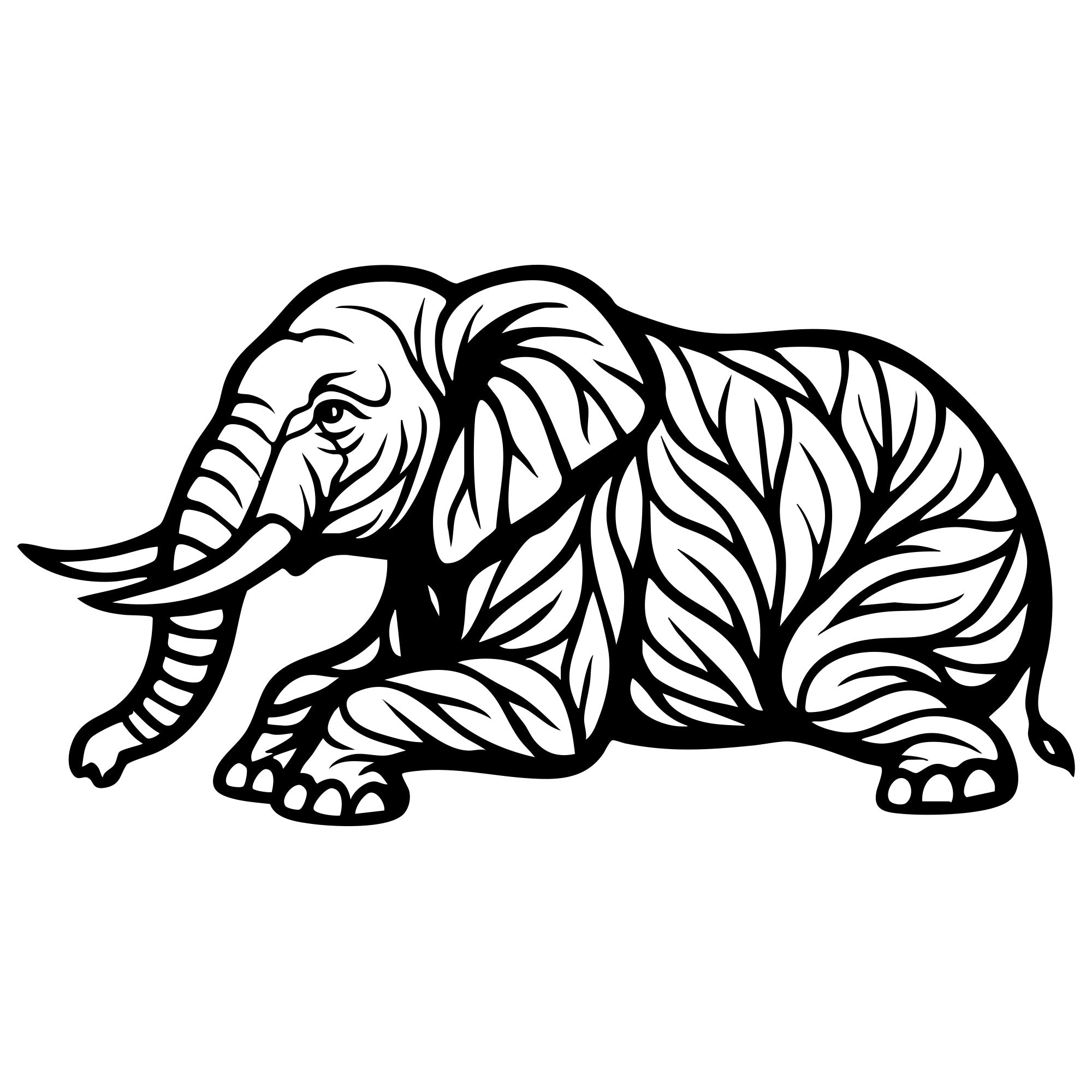 Elephant Tree DXF File – CNC Cutting Design | AWELEPHANT214