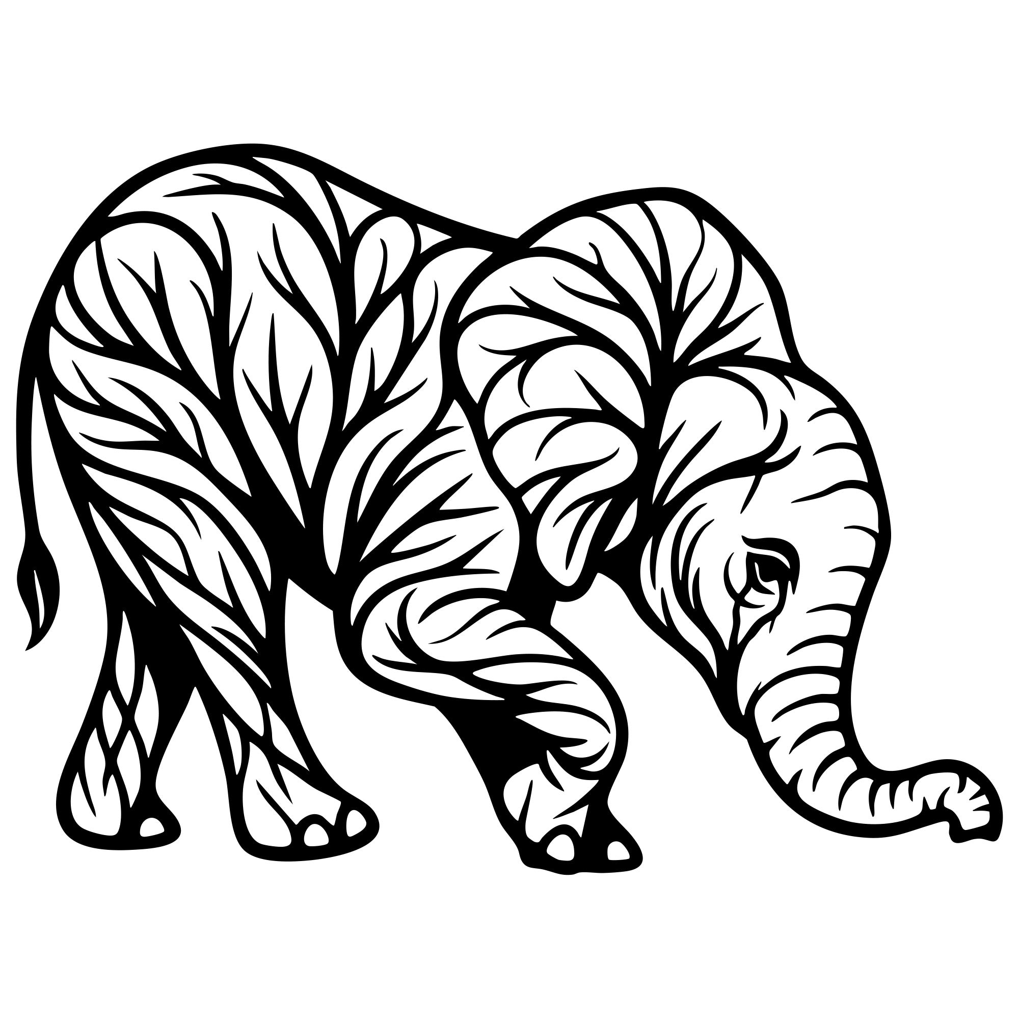 Elephant Tree DXF File – CNC Cutting Design | AWELEPHANT215