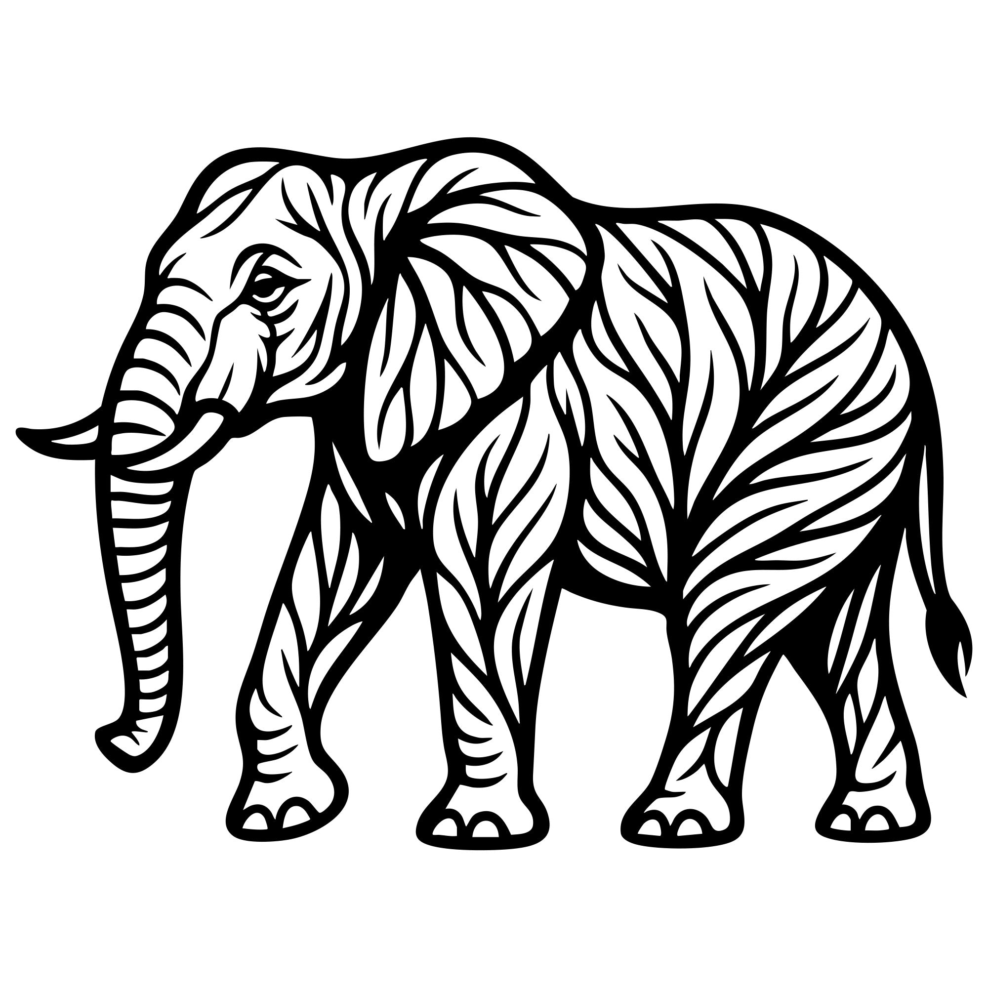 Elephant Tree DXF File – CNC Cutting Design | AWELEPHANT218