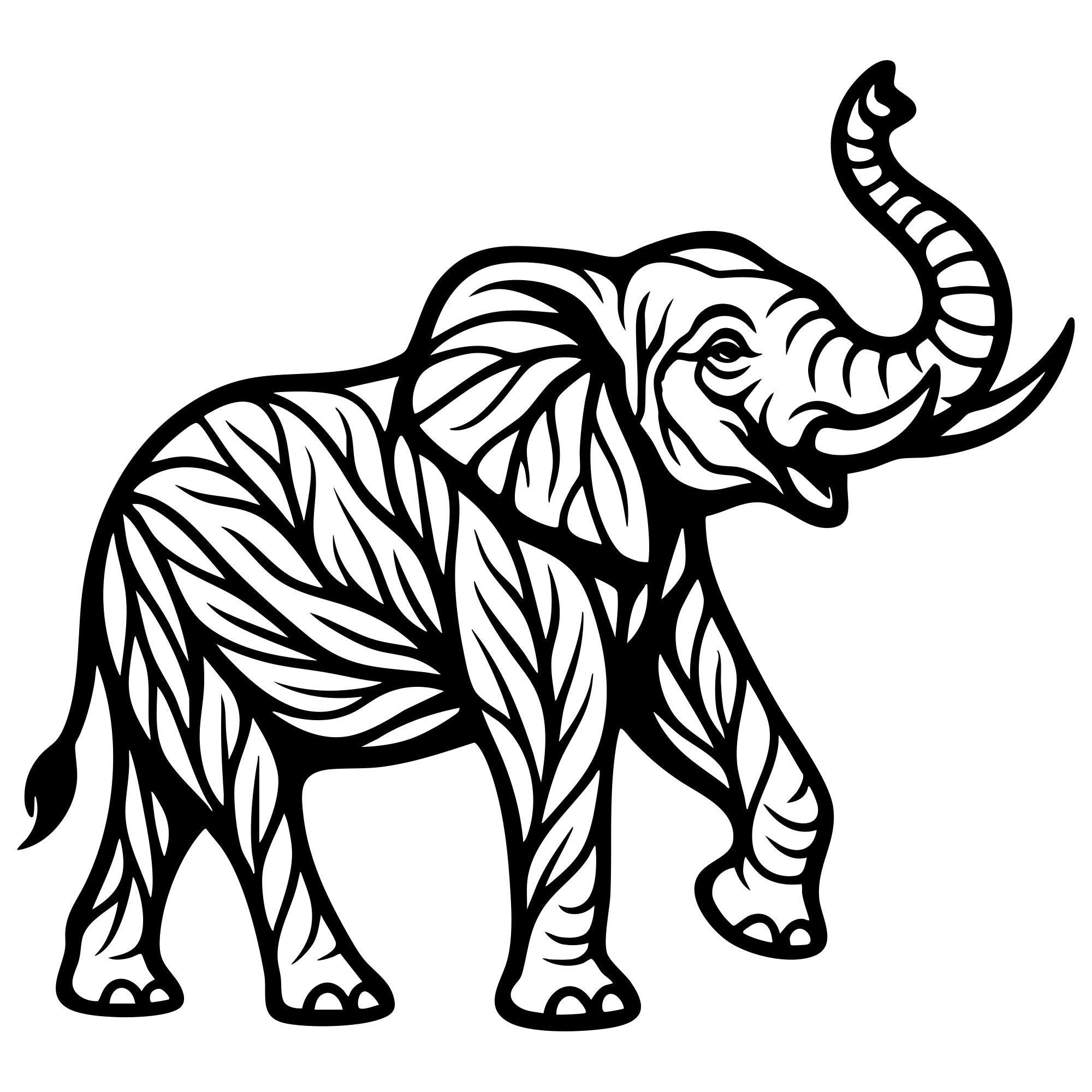 Elephant Tree DXF File – CNC Cutting Design | AWELEPHANT220
