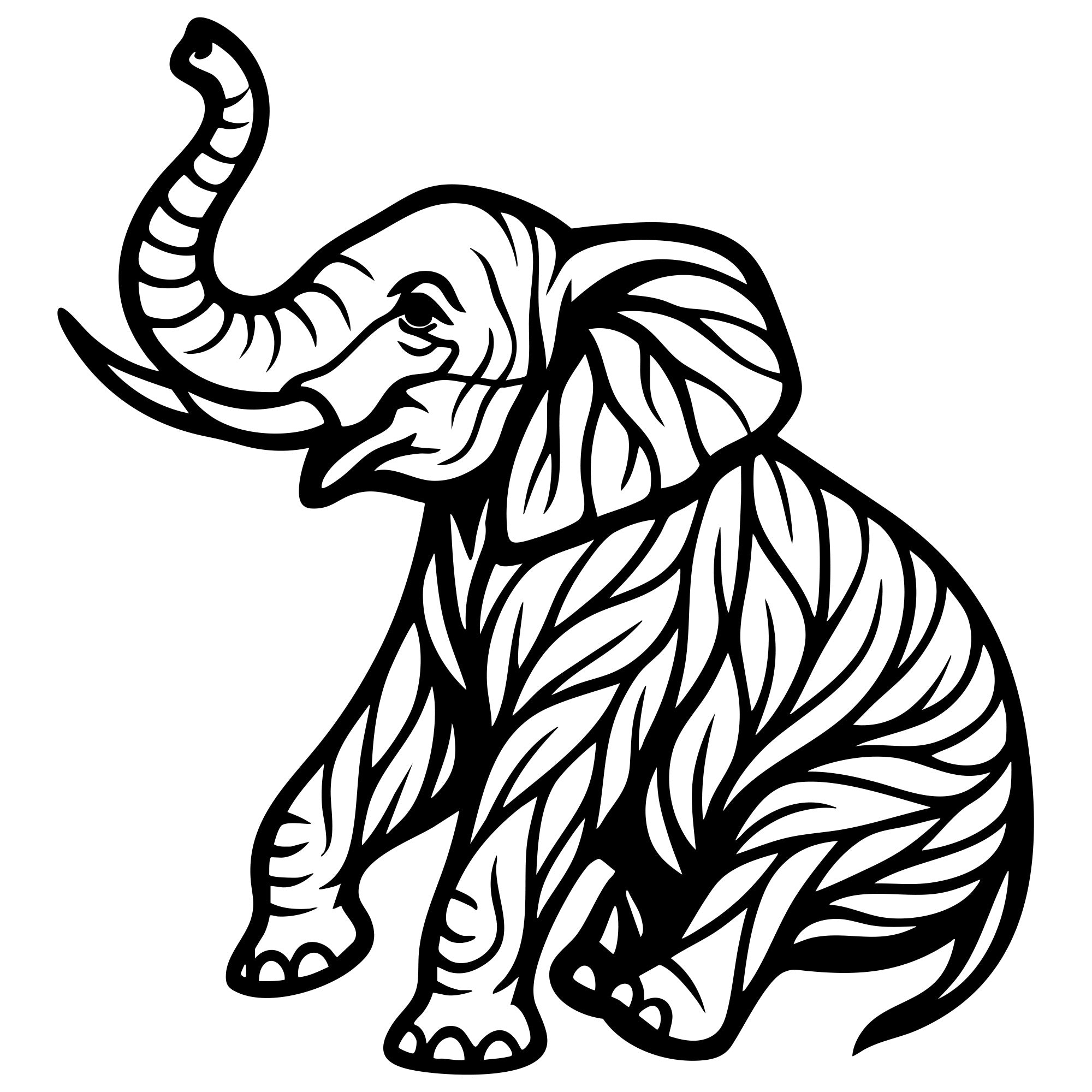 Elephant Tree DXF File – CNC Cutting Design | AWELEPHANT221