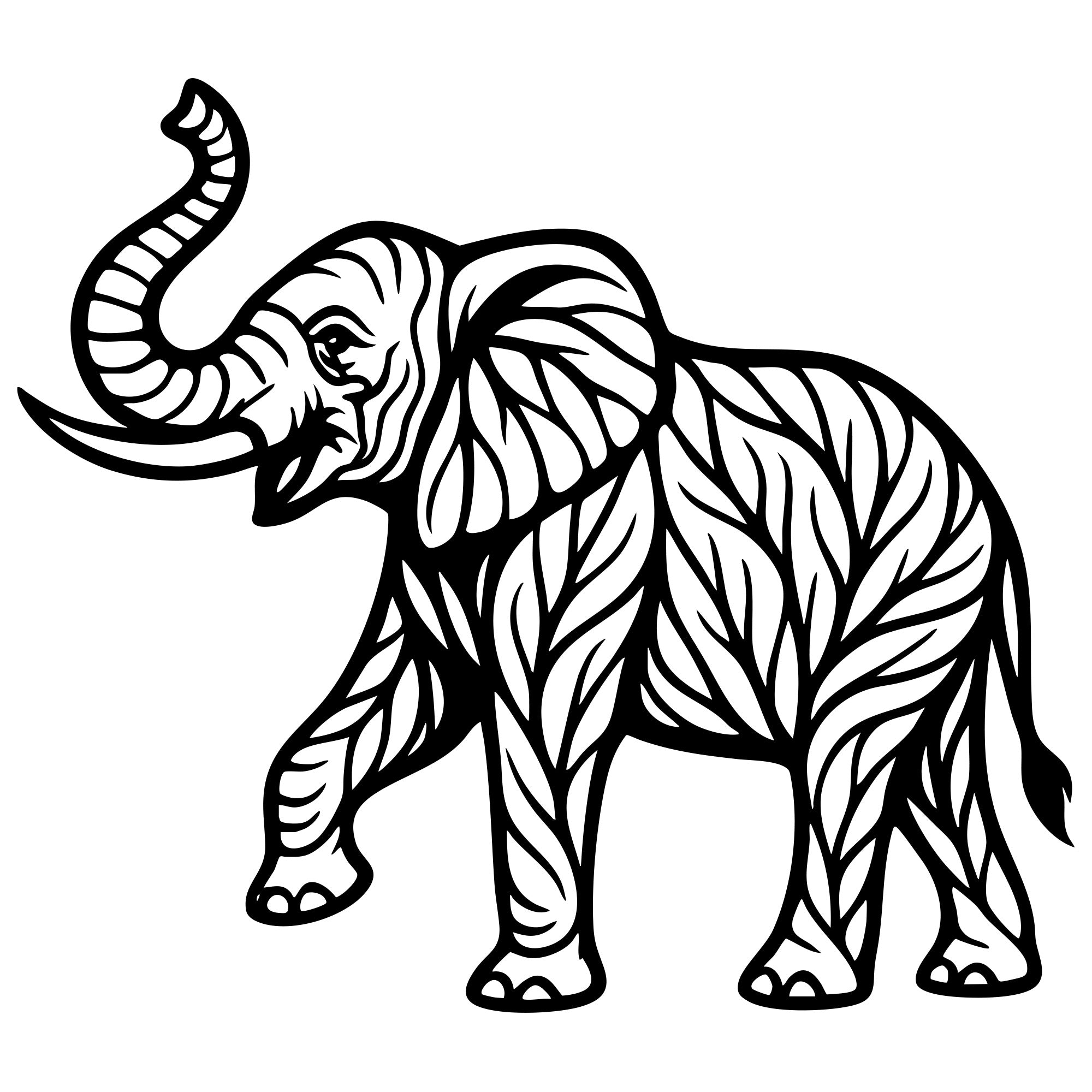 Elephant Tree DXF File – CNC Cutting Design | AWELEPHANT225