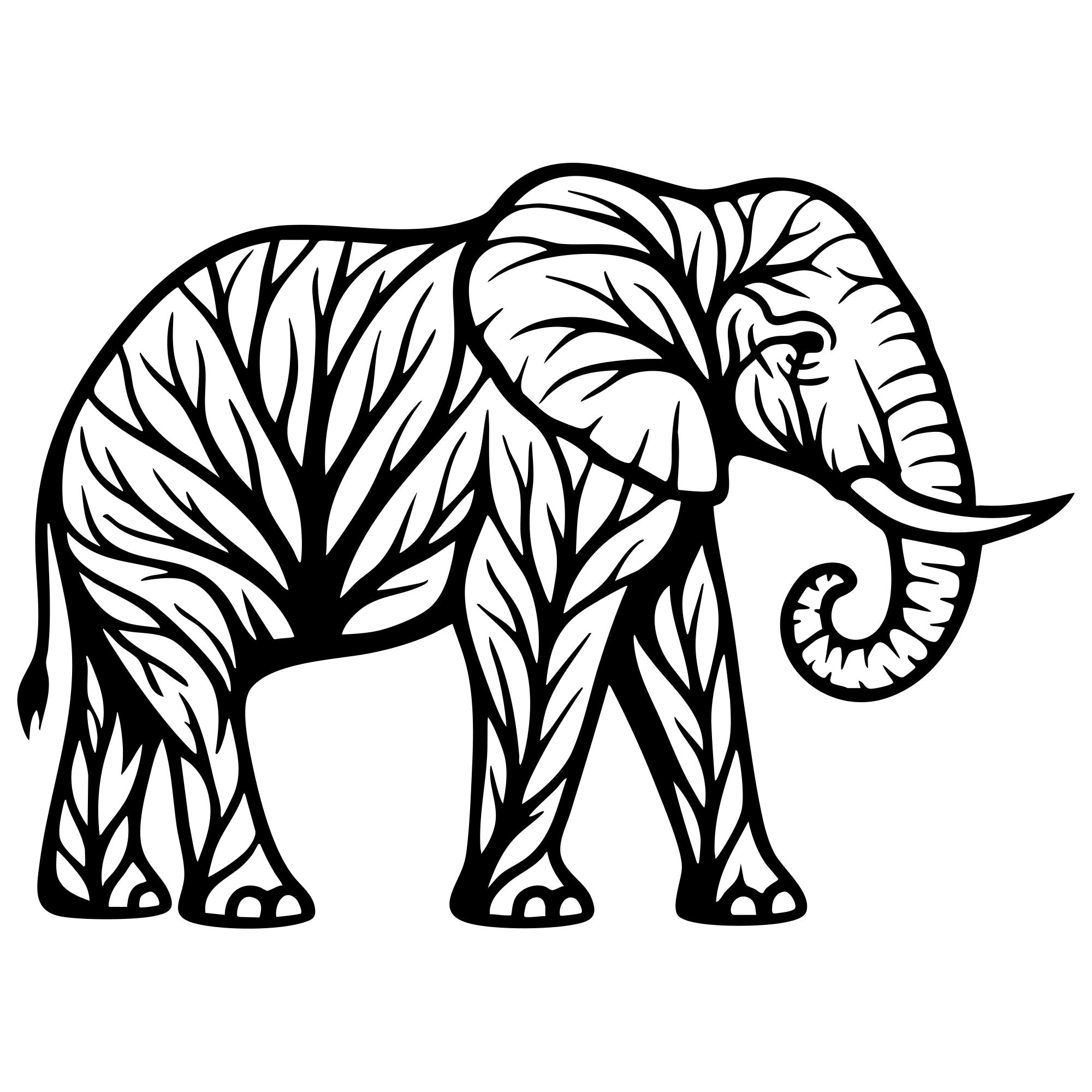 Elephant Tree DXF File – CNC Cutting Design | AWELEPHANT229