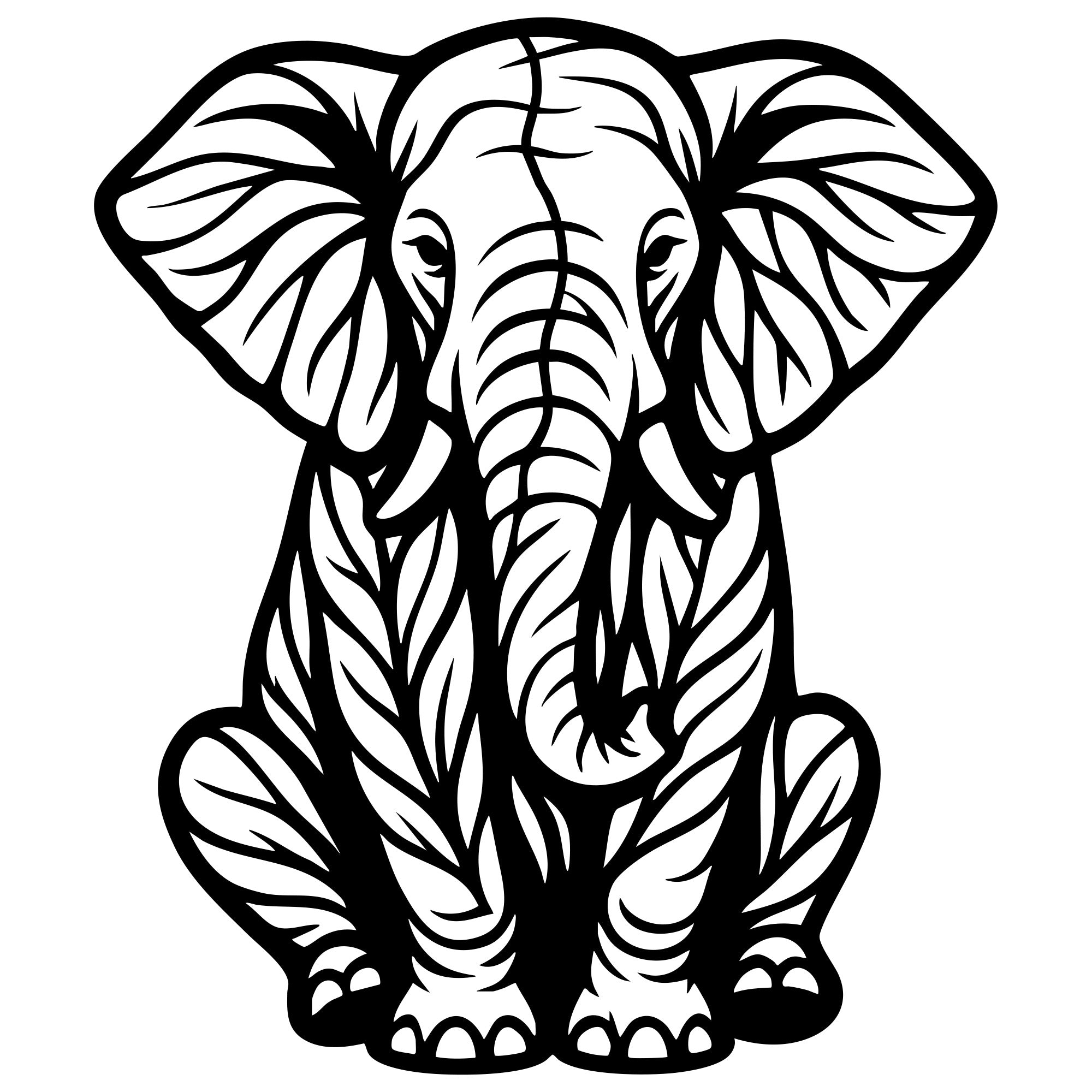 Elephant Tree DXF File – CNC Cutting Design | AWELEPHANT232