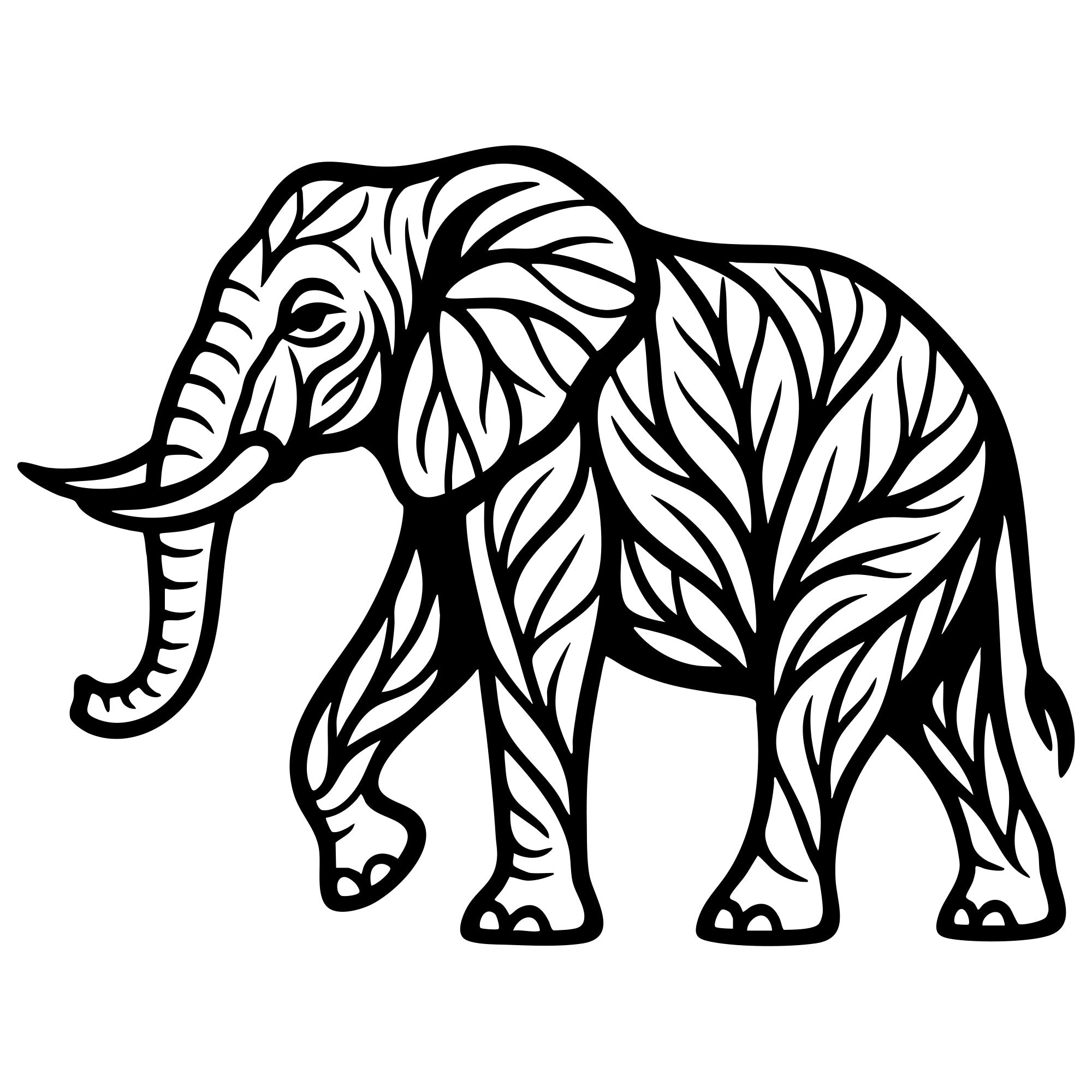 Elephant Tree DXF File – CNC Cutting Design | AWELEPHANT237