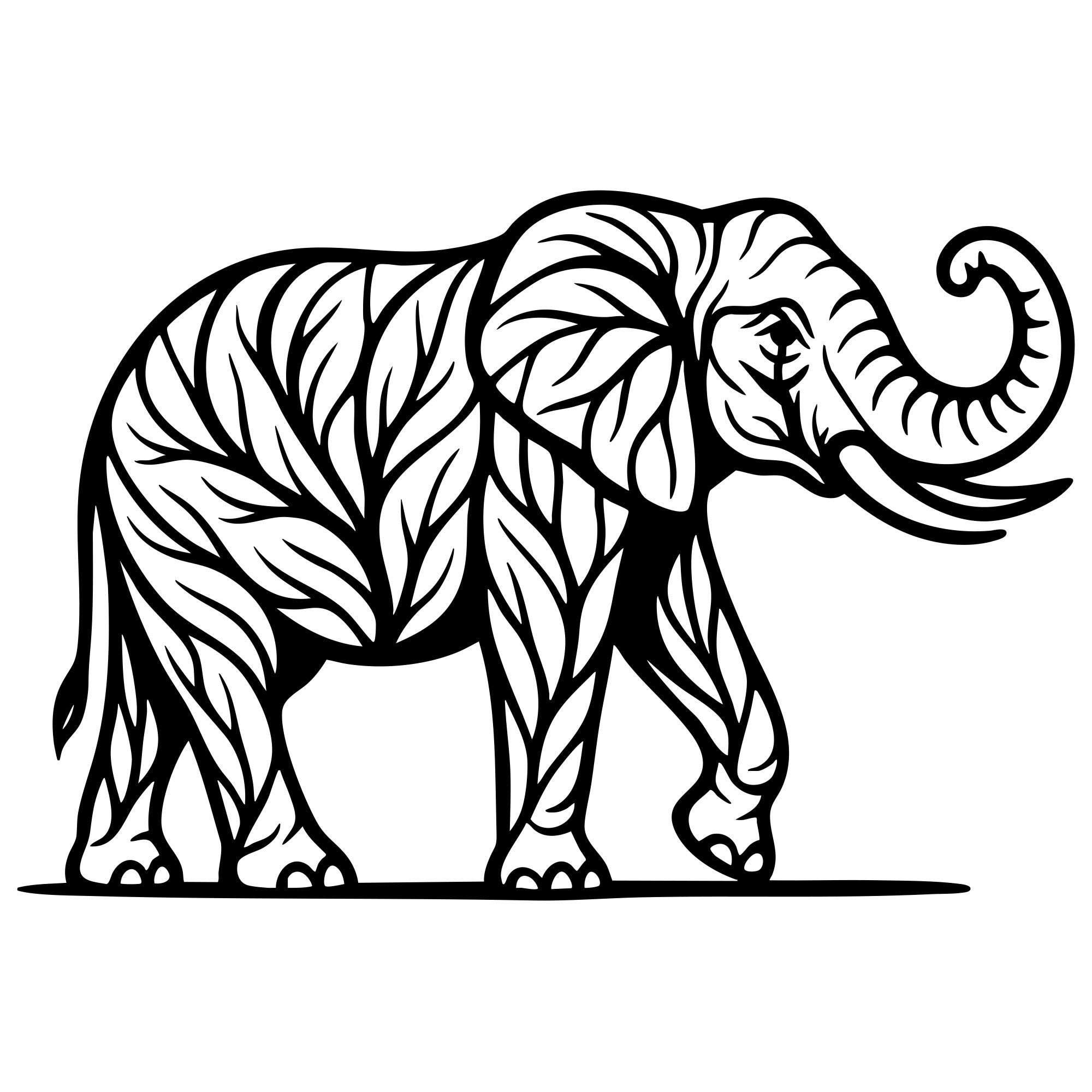 Elephant Tree DXF File – CNC Cutting Design | AWELEPHANT244