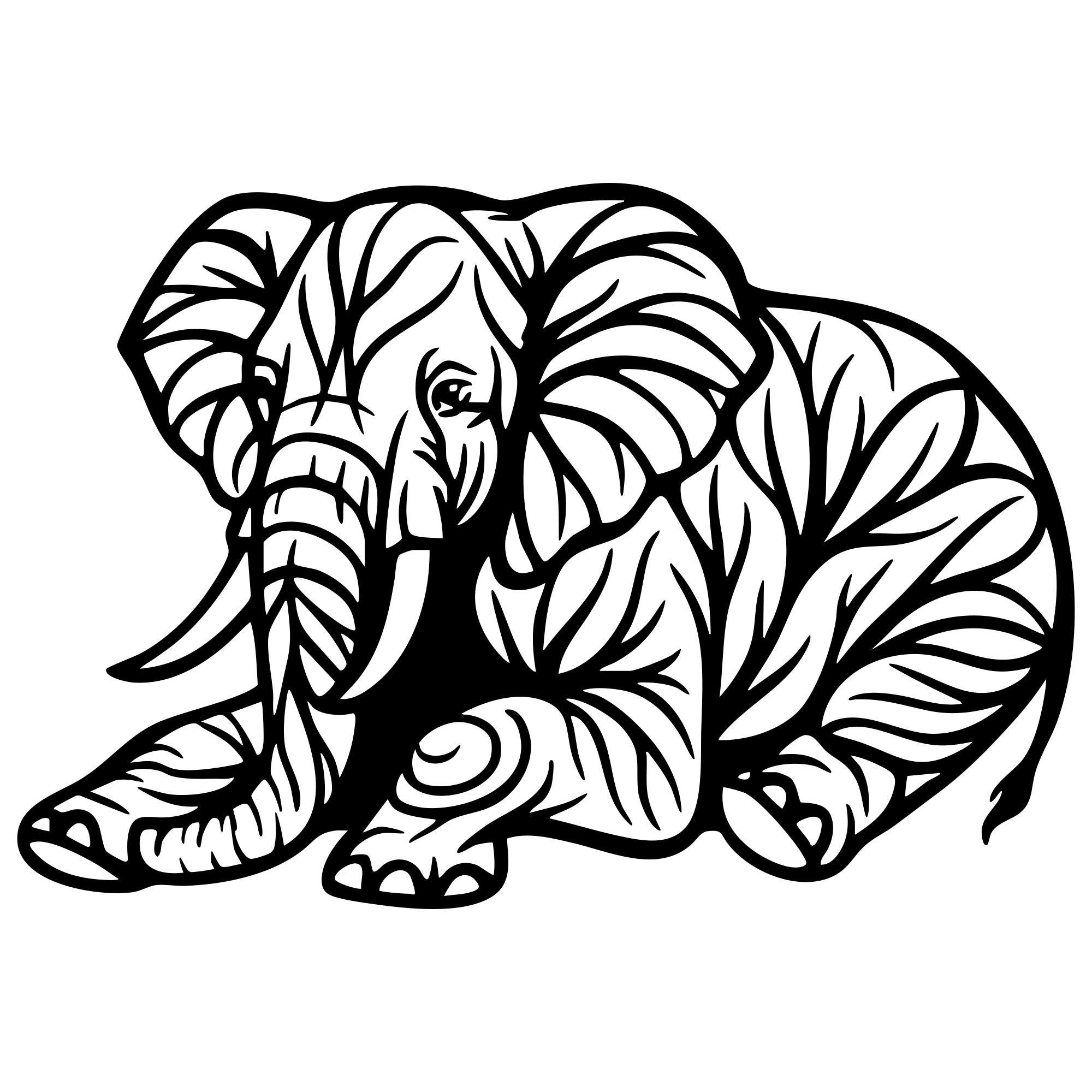 Elephant Tree DXF File – CNC Cutting Design | AWELEPHANT248