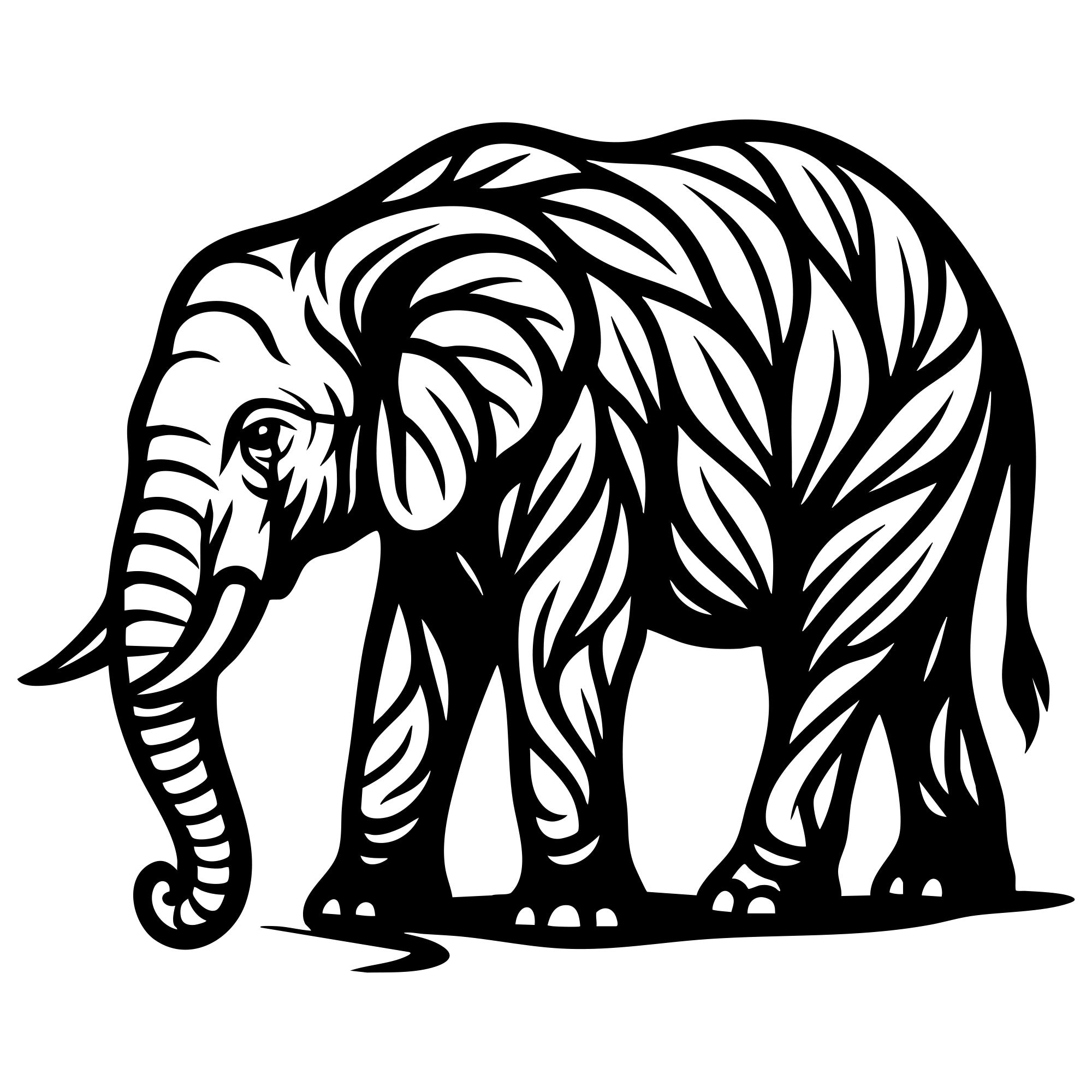 Elephant Tree DXF File – CNC Cutting Design | AWELEPHANT251
