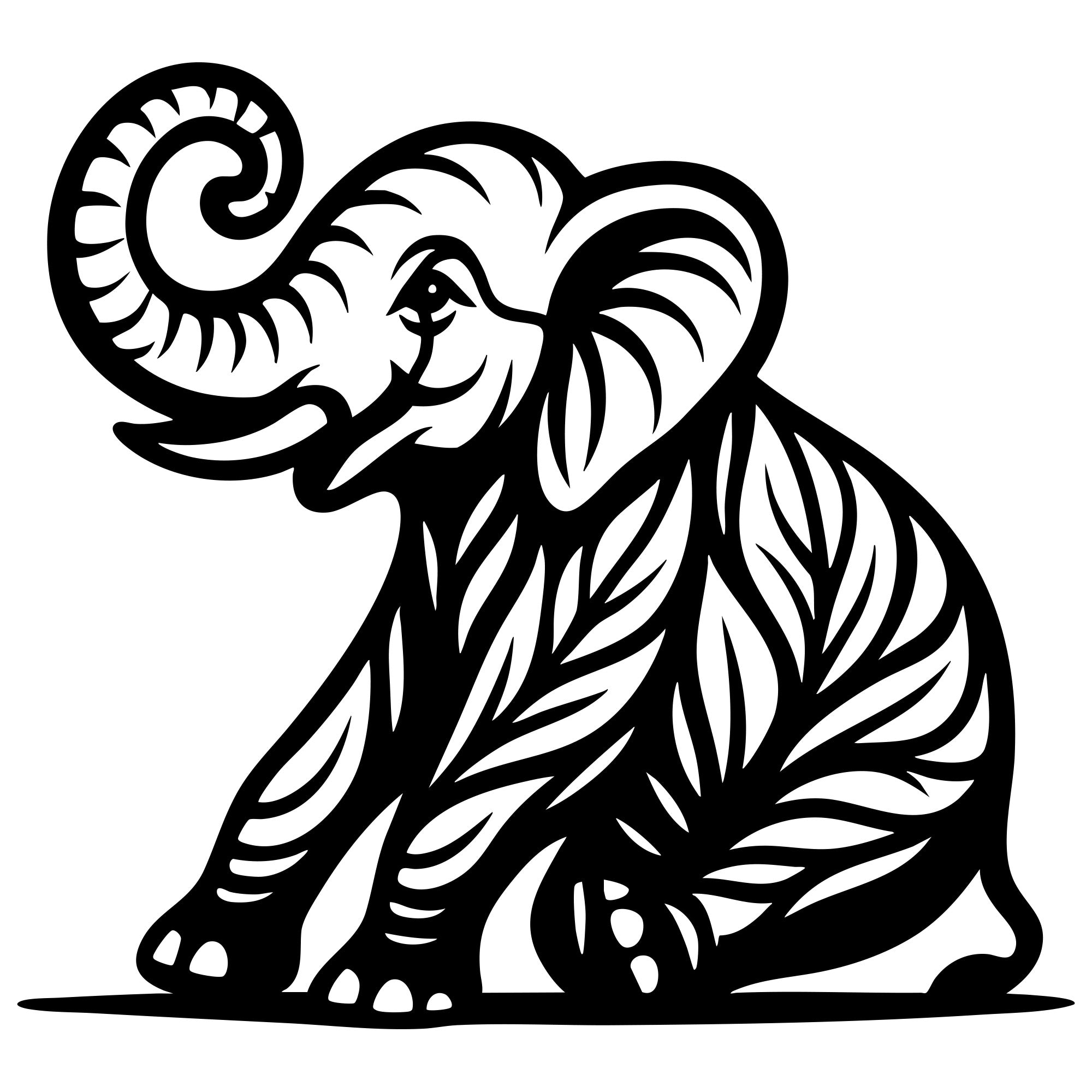 Elephant Tree DXF File – CNC Cutting Design | AWELEPHANT253