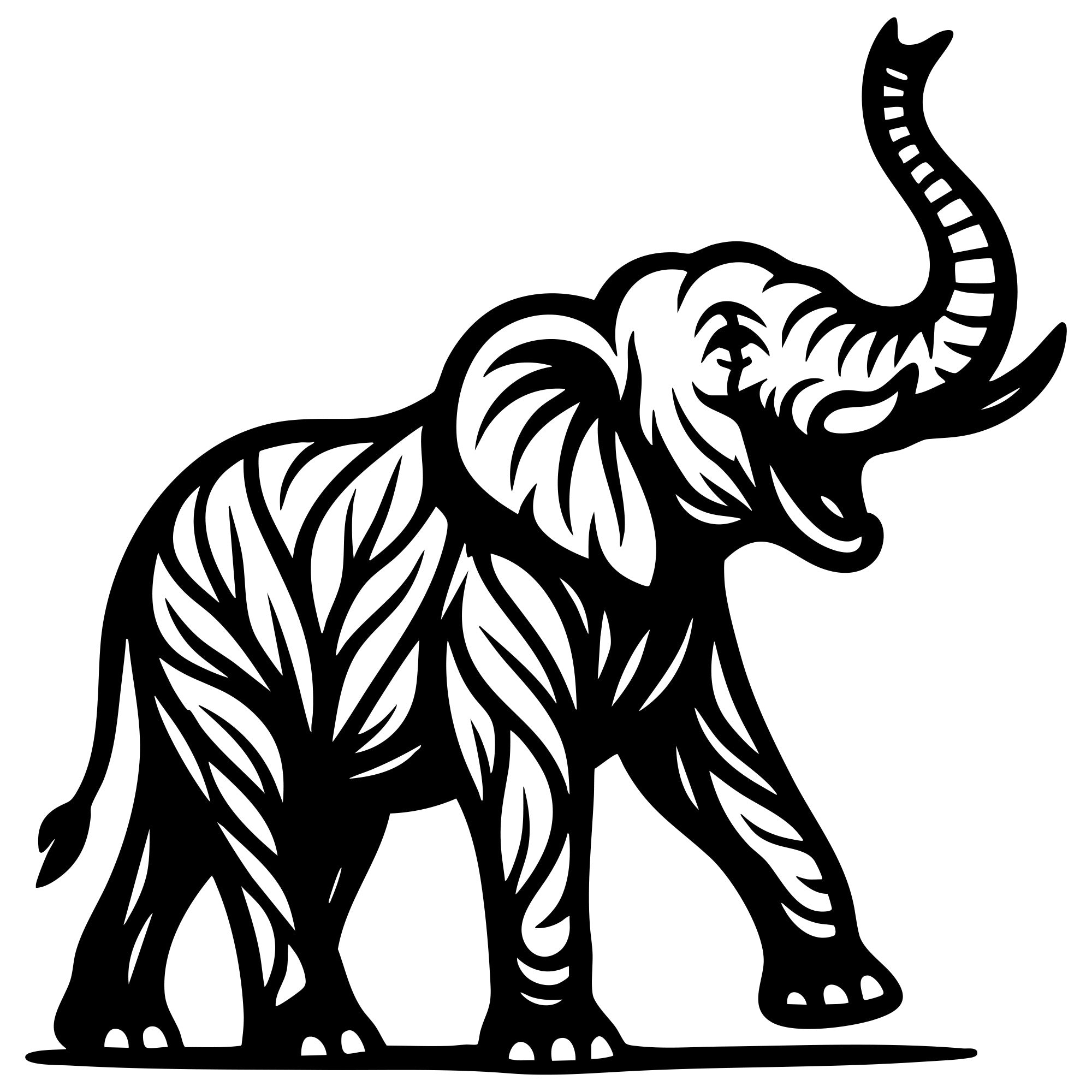 Elephant Tree DXF File – CNC Cutting Design | AWELEPHANT254