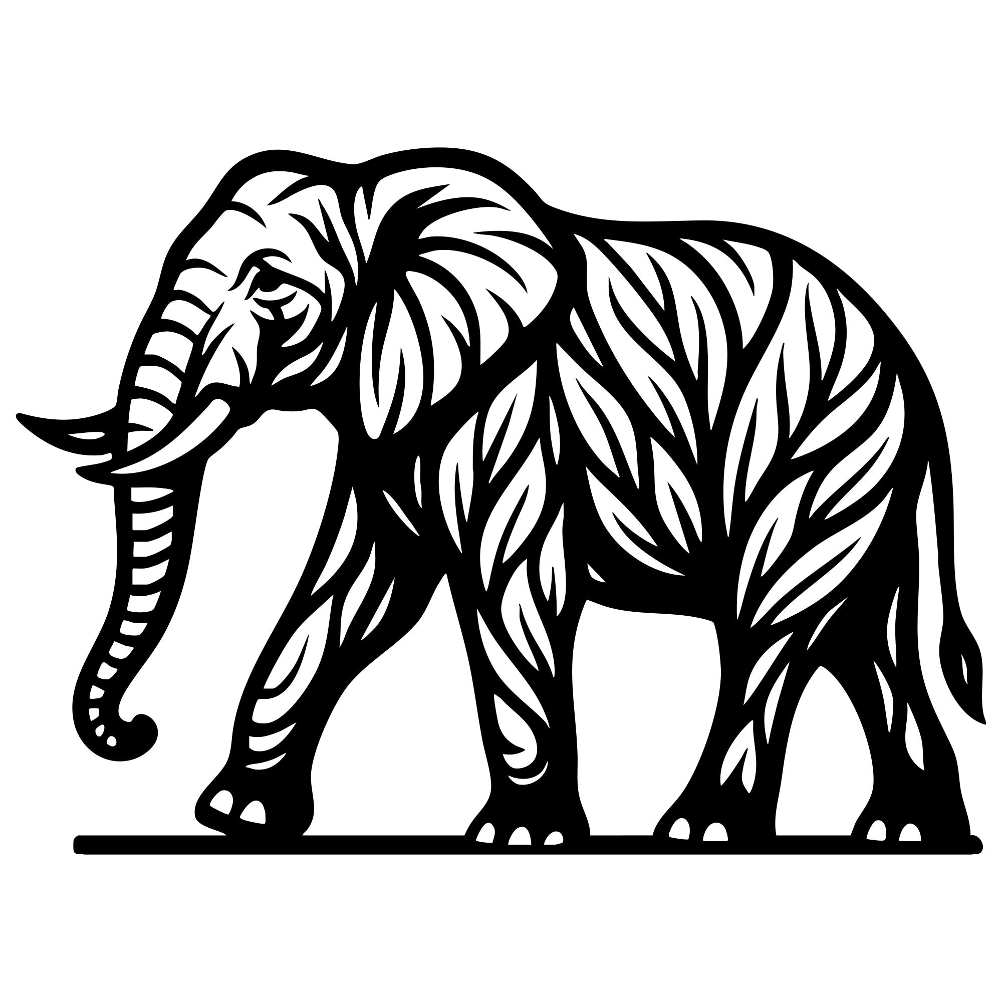Elephant Tree DXF File – CNC Cutting Design | AWELEPHANT255