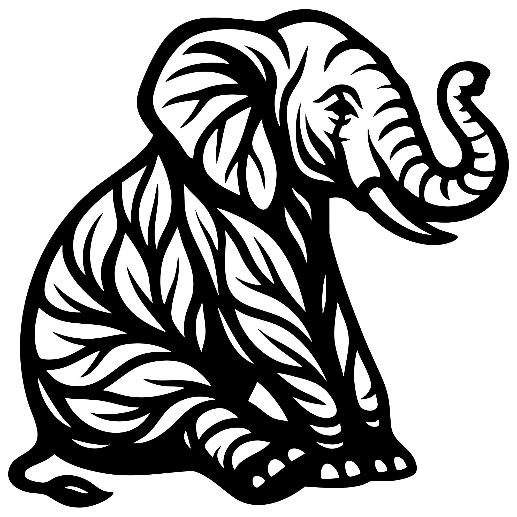 Elephant Tree DXF File – CNC Cutting Design | AWELEPHANT258