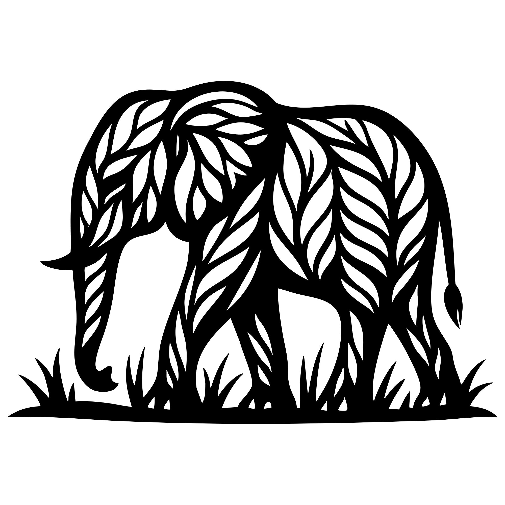Elephant Tree DXF File – CNC Cutting Design | AWELEPHANT264