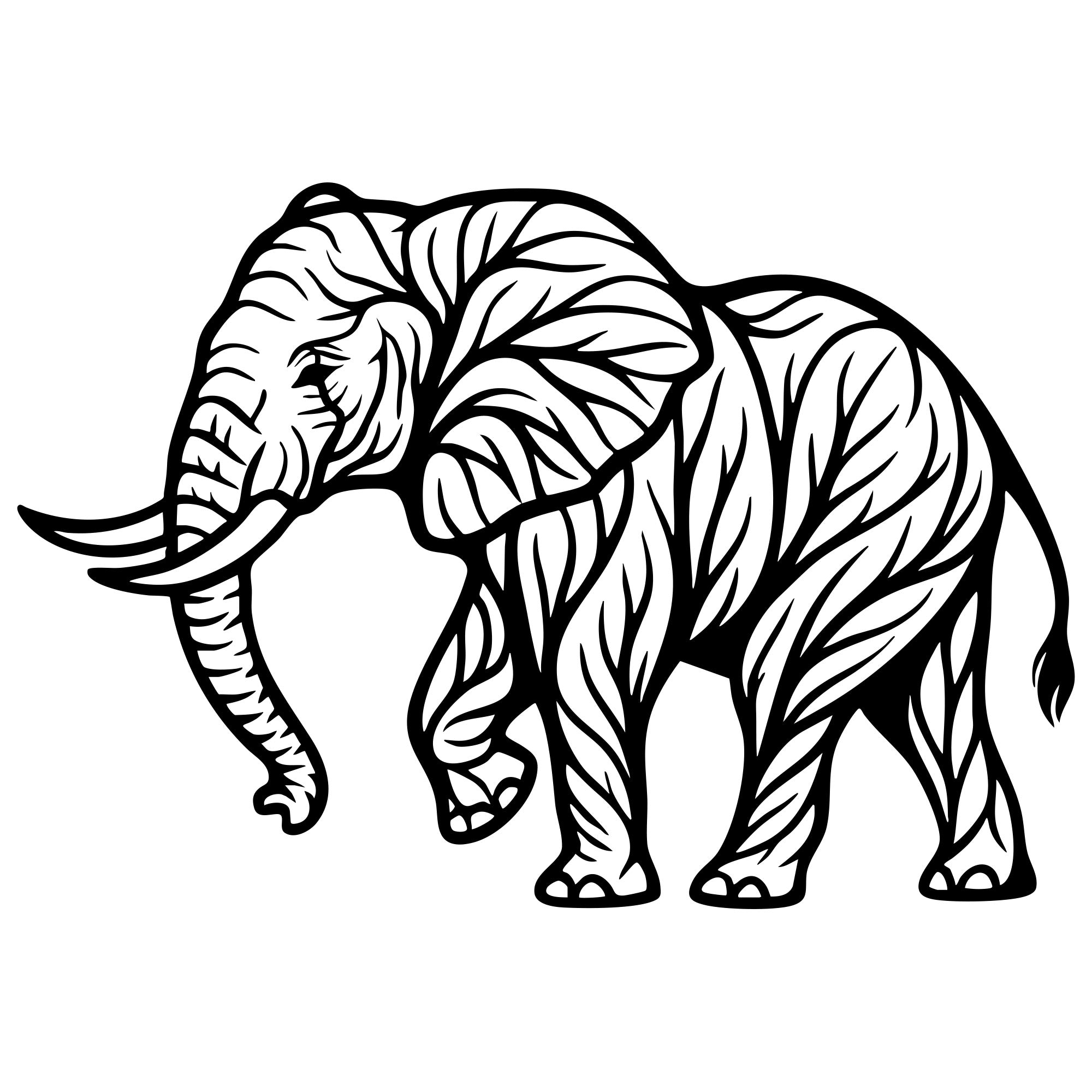Elephant Tree DXF File – CNC Cutting Design | AWELEPHANT277