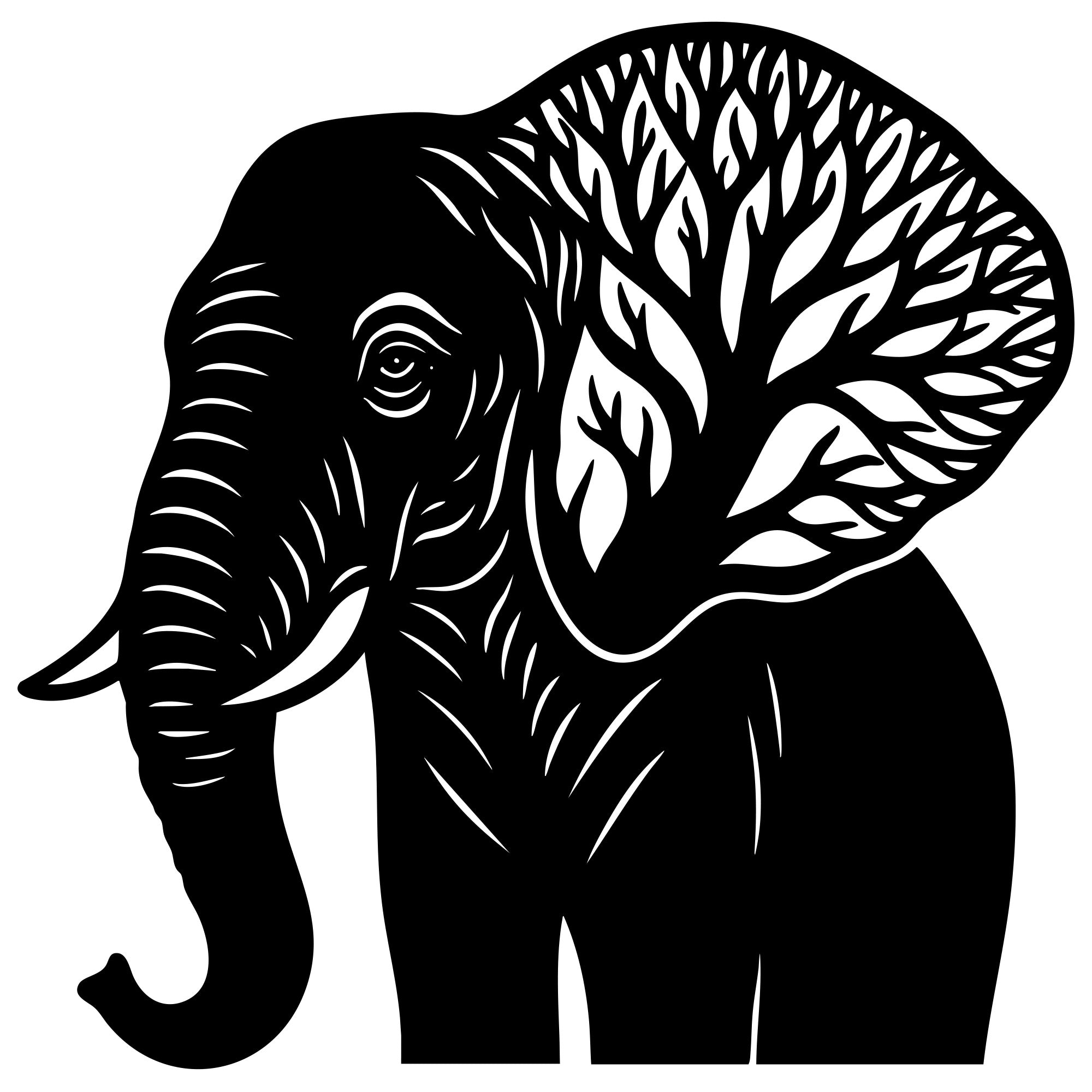 Elephant Tree DXF File – CNC Cutting Design | AWELEPHANT5
