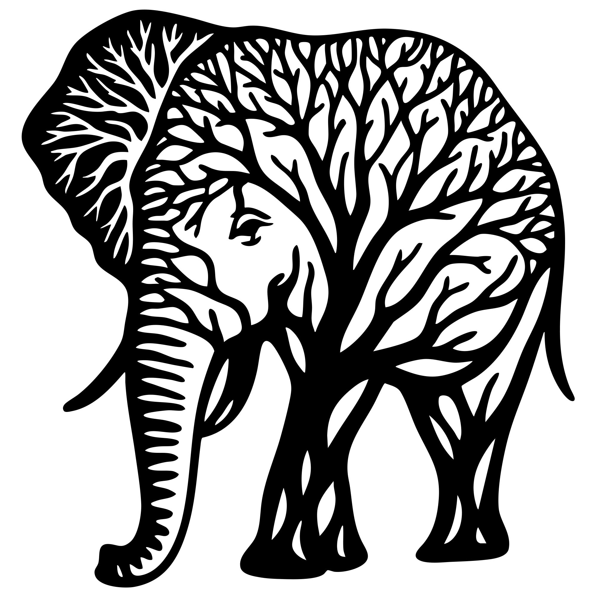 Elephant Tree DXF File – CNC Cutting Design | AWELEPHANT63