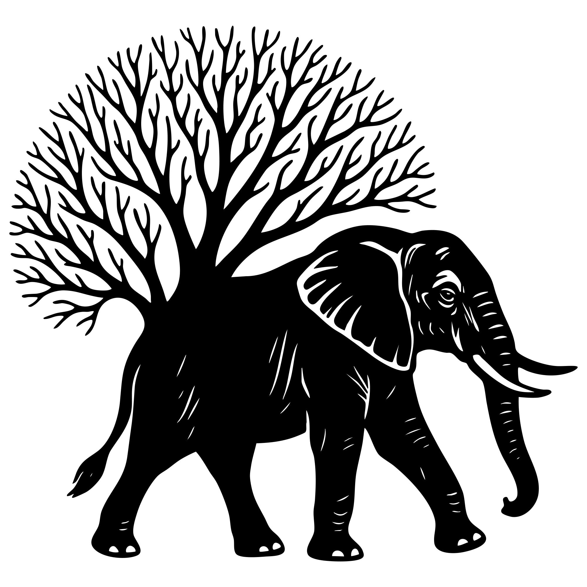 Elephant Tree DXF File – CNC Cutting Design | AWELEPHANT92