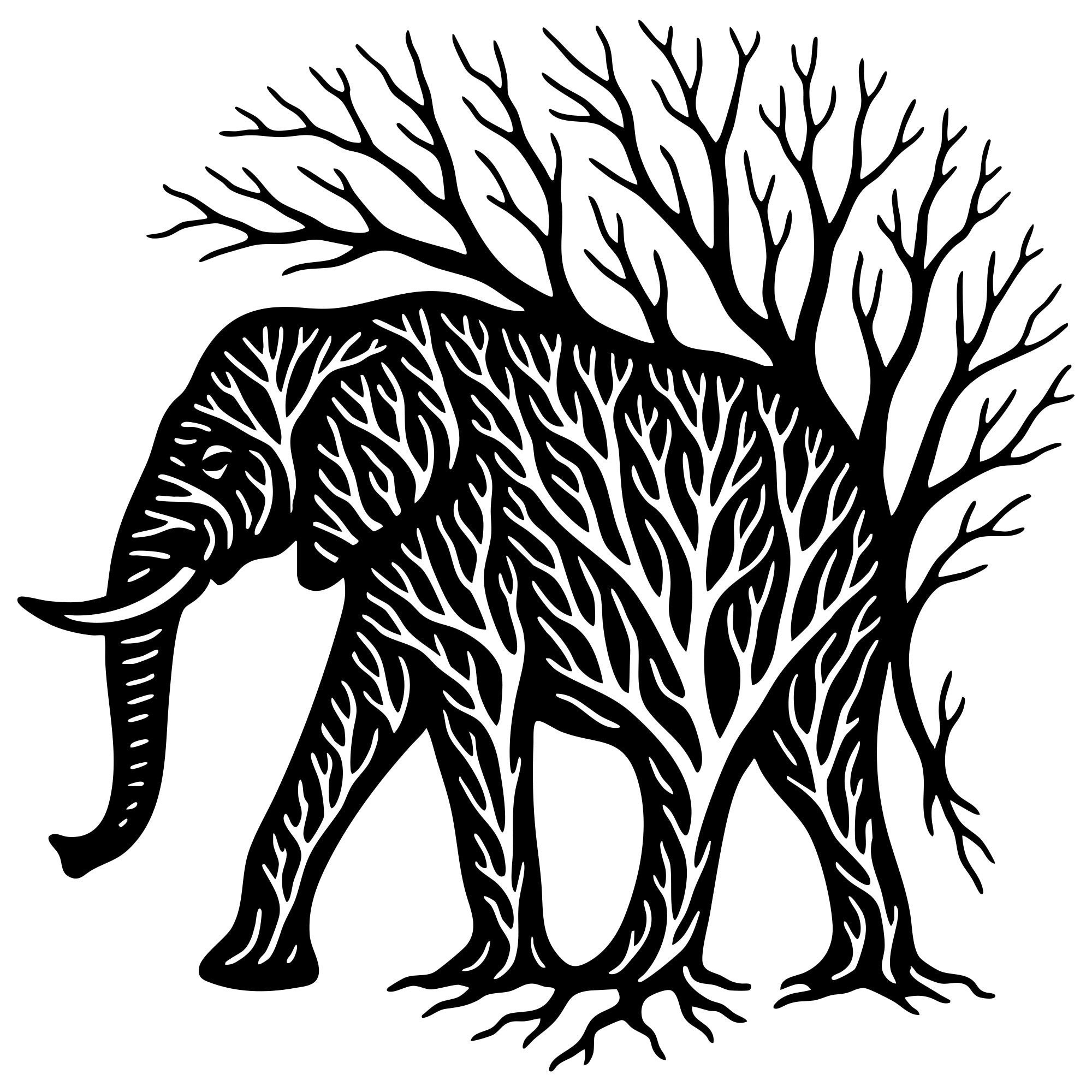 Elephant Tree DXF File – CNC Cutting Design | AWELEPHANT95