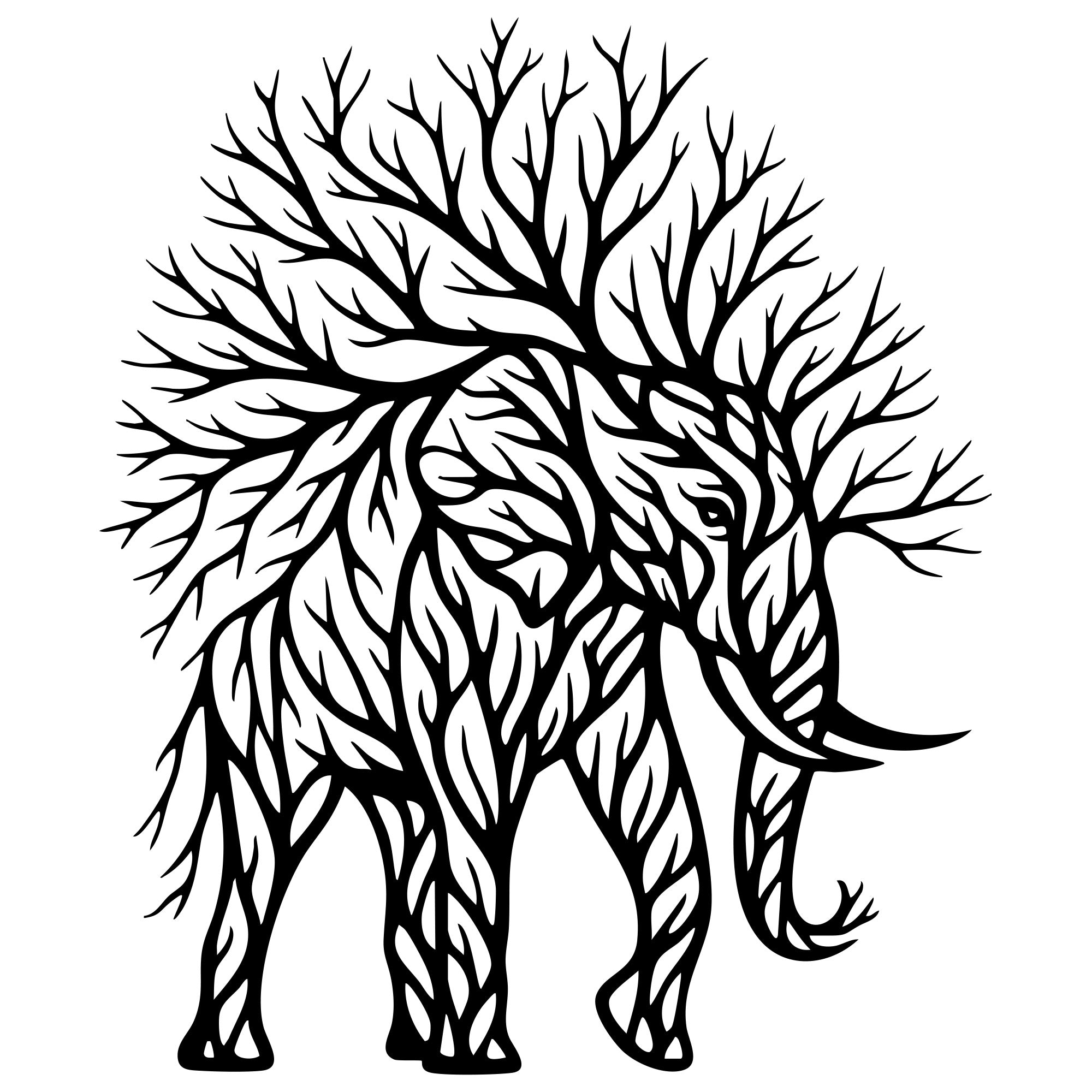 Elephant Tree DXF File – CNC Cutting Design | AWELEPHANT96