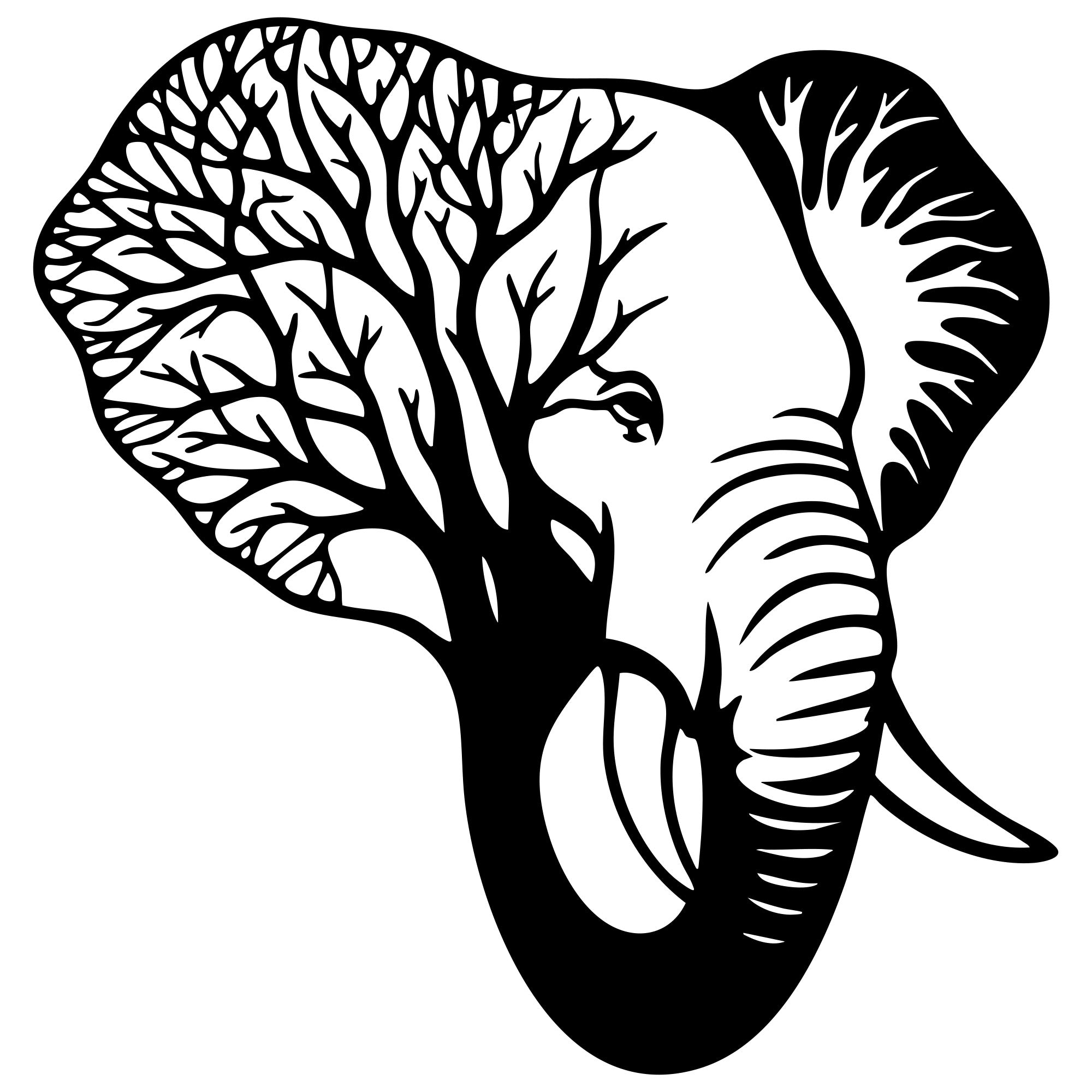 Elephant Tree Head DXF File – CNC Cutting Design | AWELEPHANT108