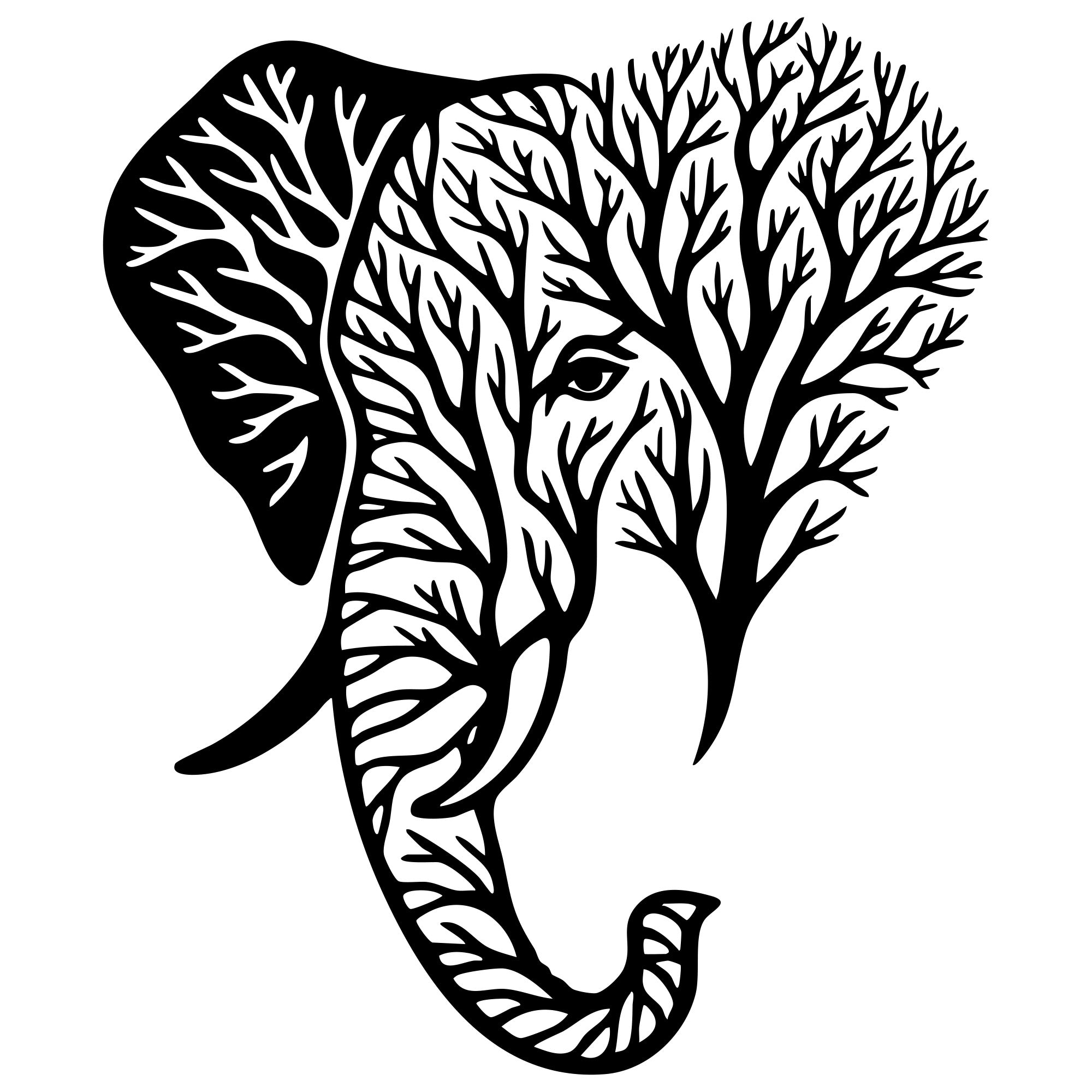 Elephant Tree Head DXF File – CNC Cutting Design | AWELEPHANT109