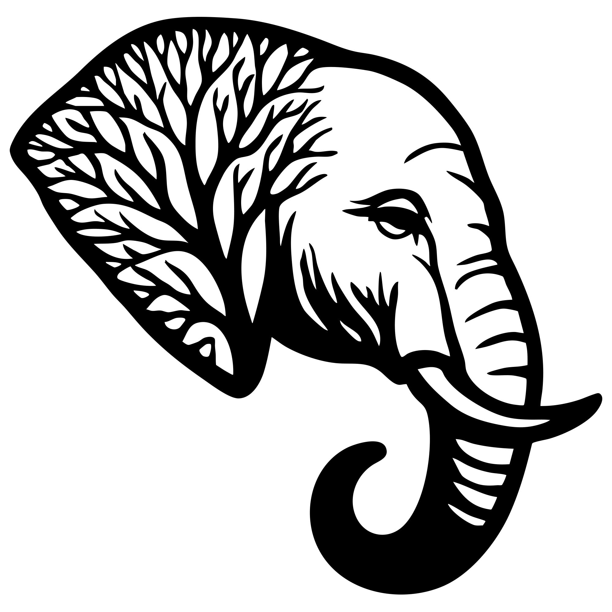 Elephant Tree Head DXF File – CNC Cutting Design | AWELEPHANT11