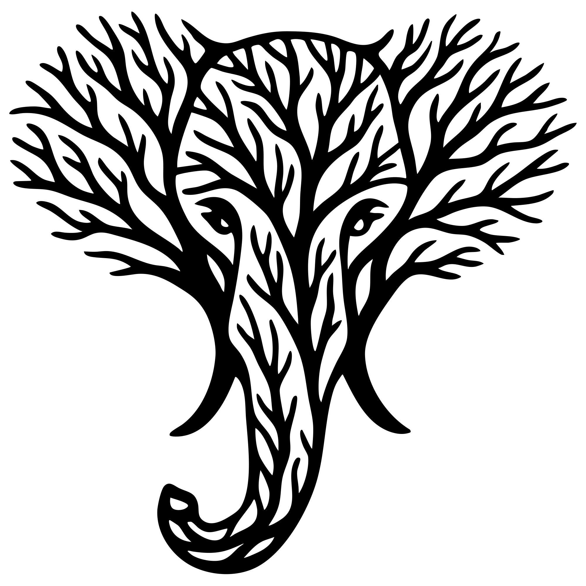 Elephant Tree Head DXF File – CNC Cutting Design | AWELEPHANT110