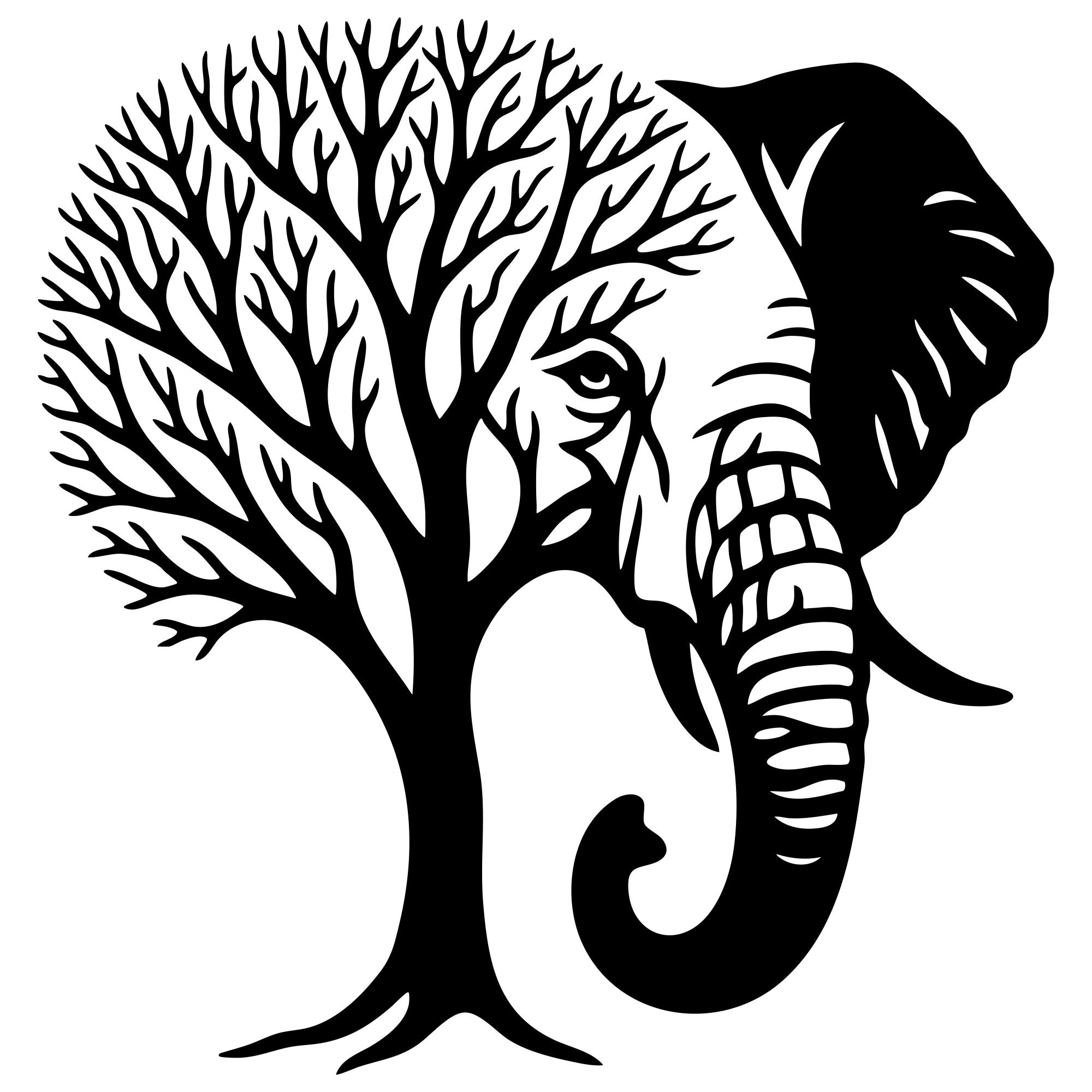 Elephant Tree Head DXF File – CNC Cutting Design | AWELEPHANT111